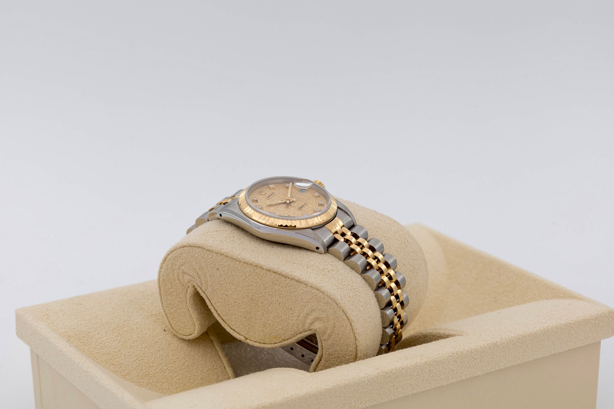 Rolex Datejust 68273G quadrante champagne anniversario e diamanti del 1995
