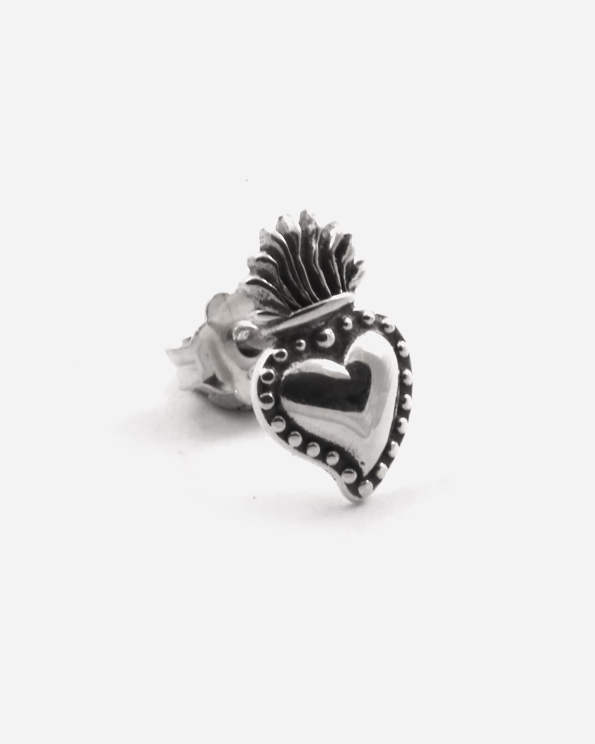 Orecchino in argento, a lobo cuore ex voto, Nove25