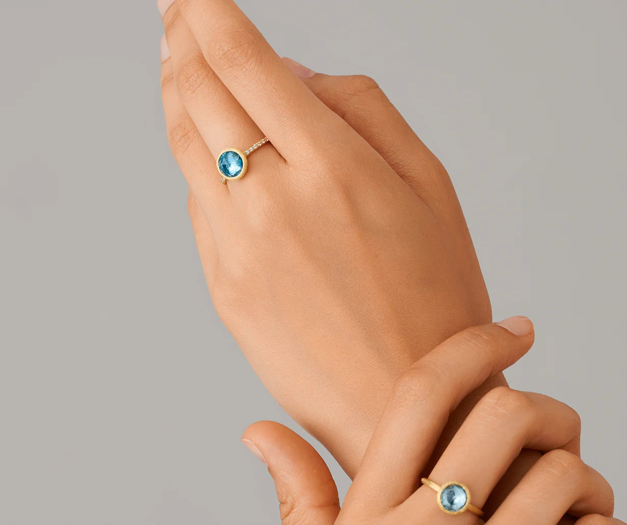 Anello con topazio azzurro e diamanti, Jaipur, Marco Bicego