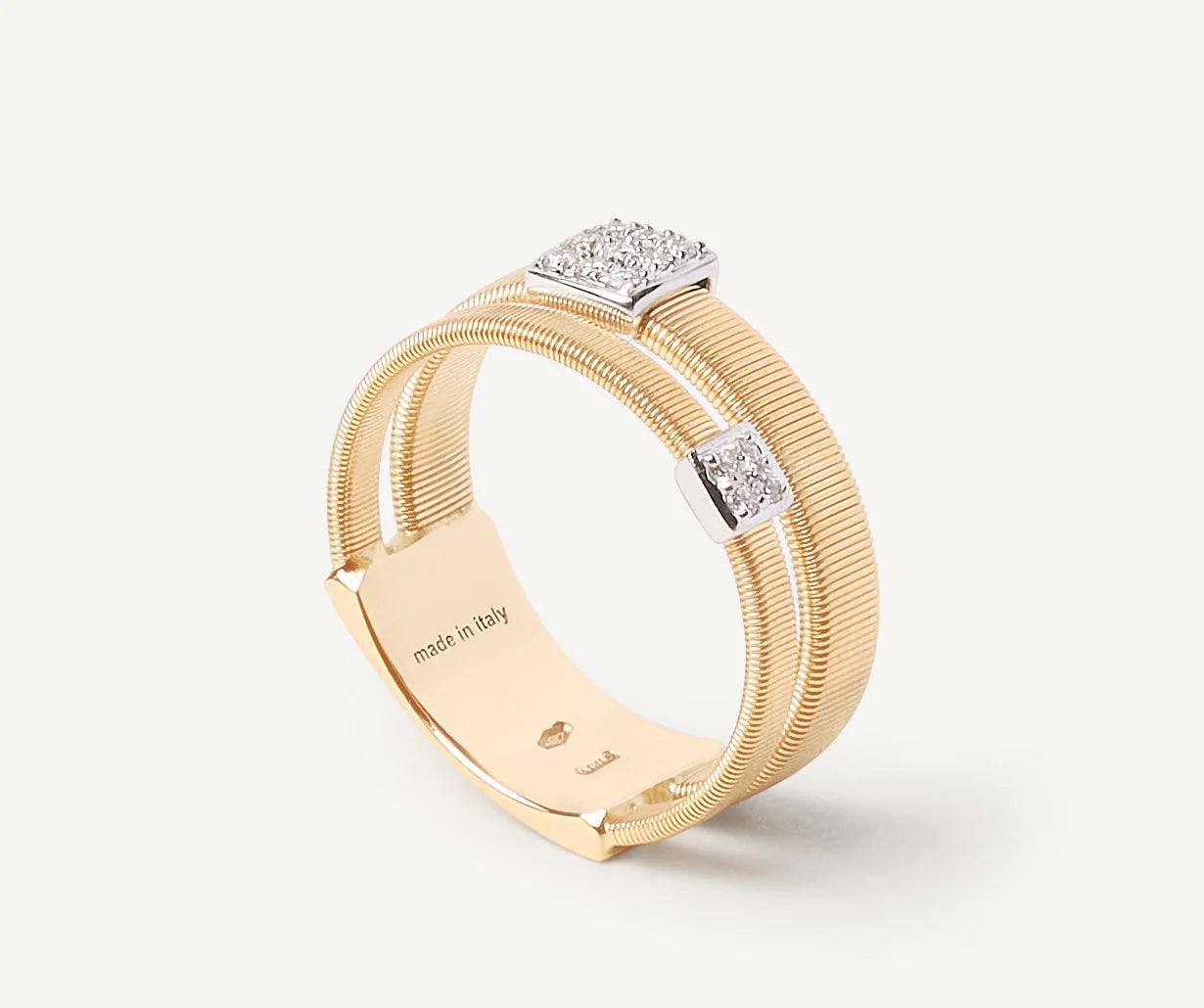 Bague double bande, avec deux pavés de diamants, Masai, Marco Bicego