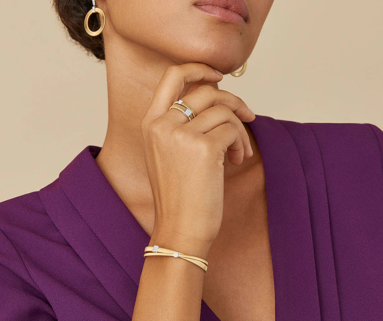 Bague double bande, avec deux pavés de diamants, Masai, Marco Bicego