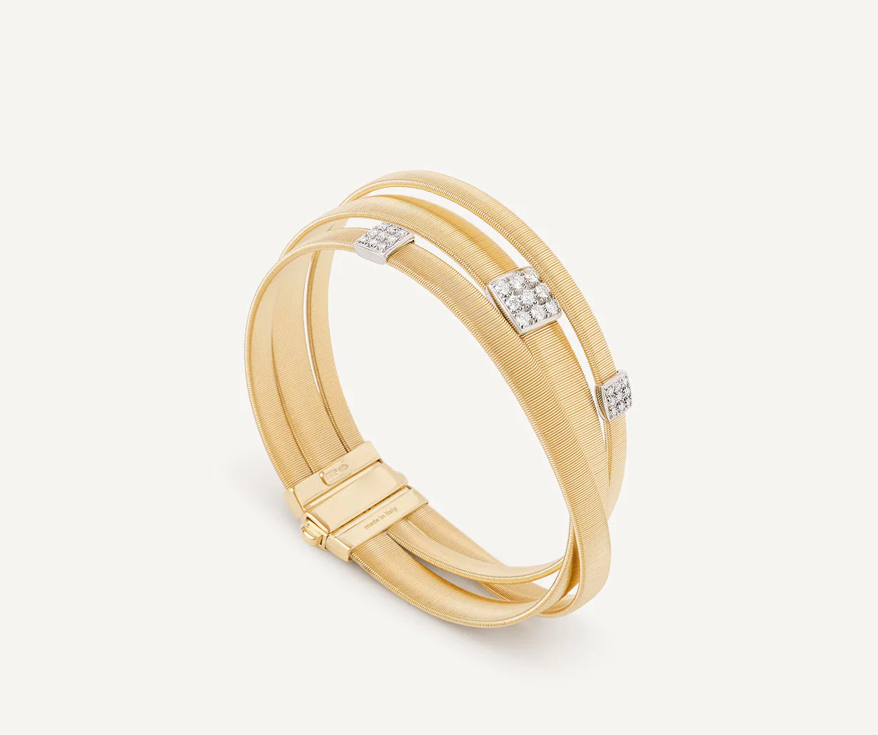 Bracelet à trois rangs avec pavé de diamants, Masai, Marco Bicego