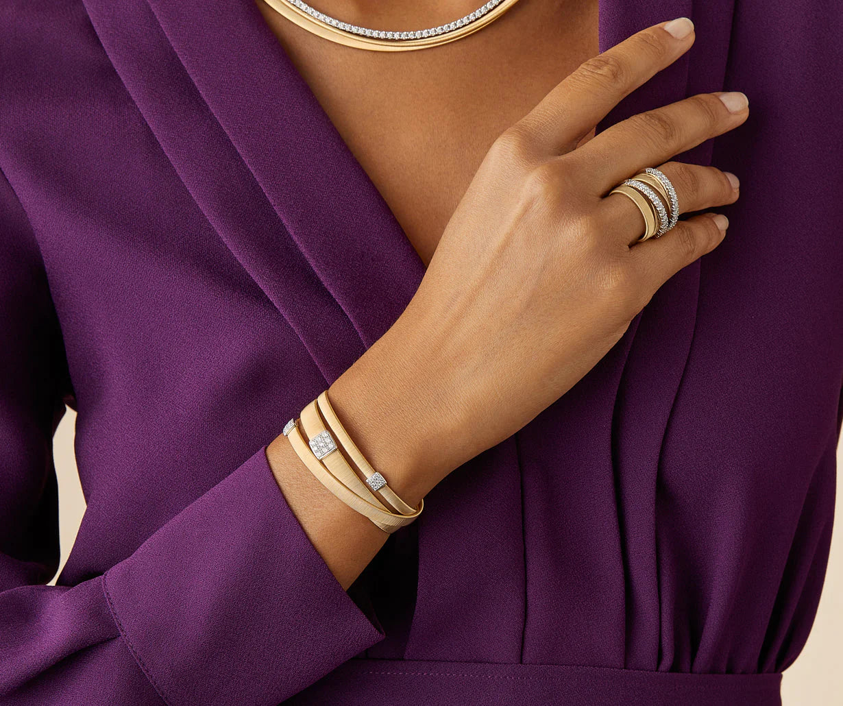 Bracelet à trois rangs avec pavé de diamants, Masai, Marco Bicego