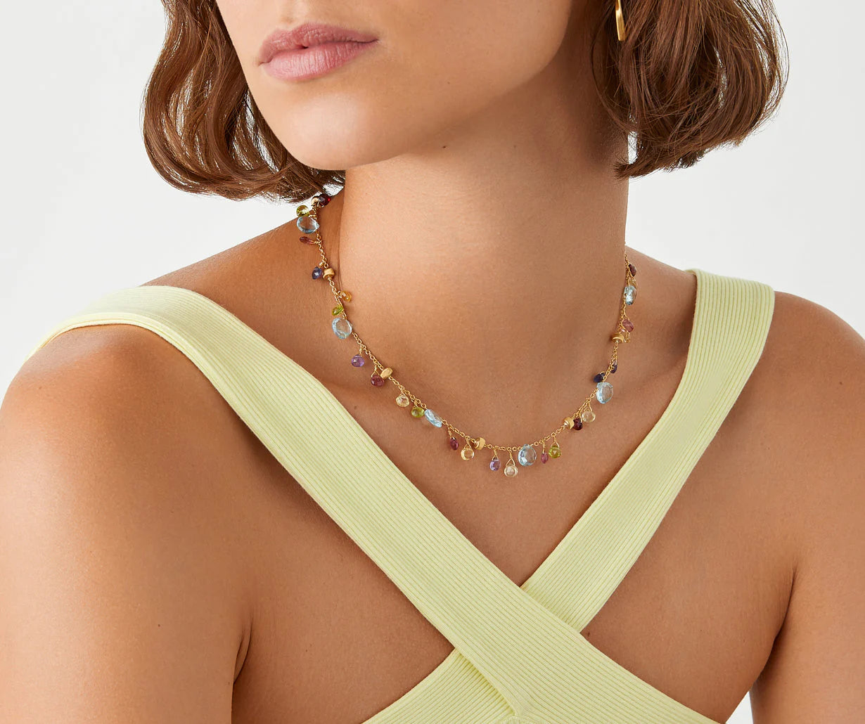 Multicolor three-strand choker with adjustable chain, Paradise, Marco Bicego