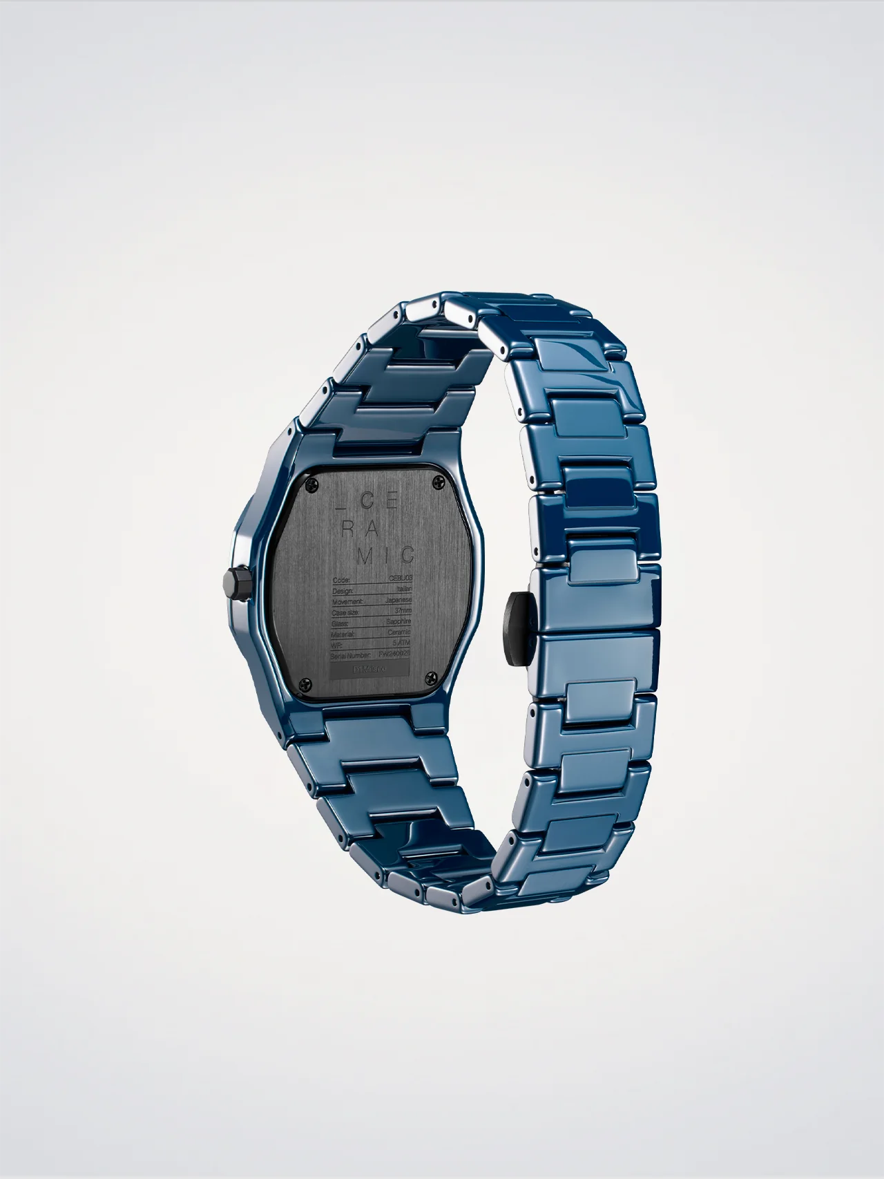 Orologio Ceramic Pure Blue, 37 mm, D1 Milano