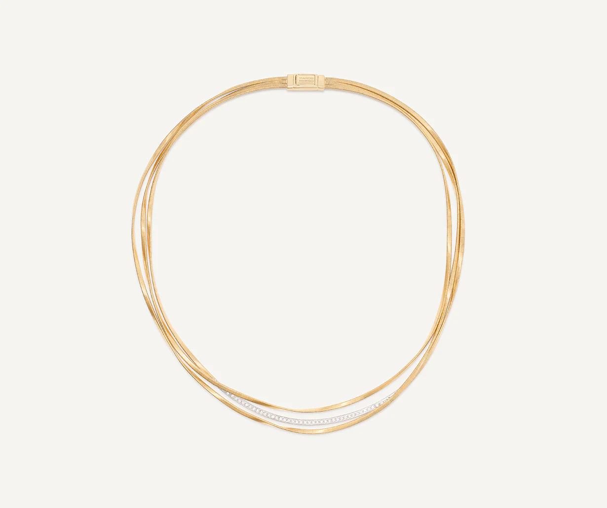 Collana a tre fili in oro giallo con inserto di diamanti, Marrakech New, Marco Bicego