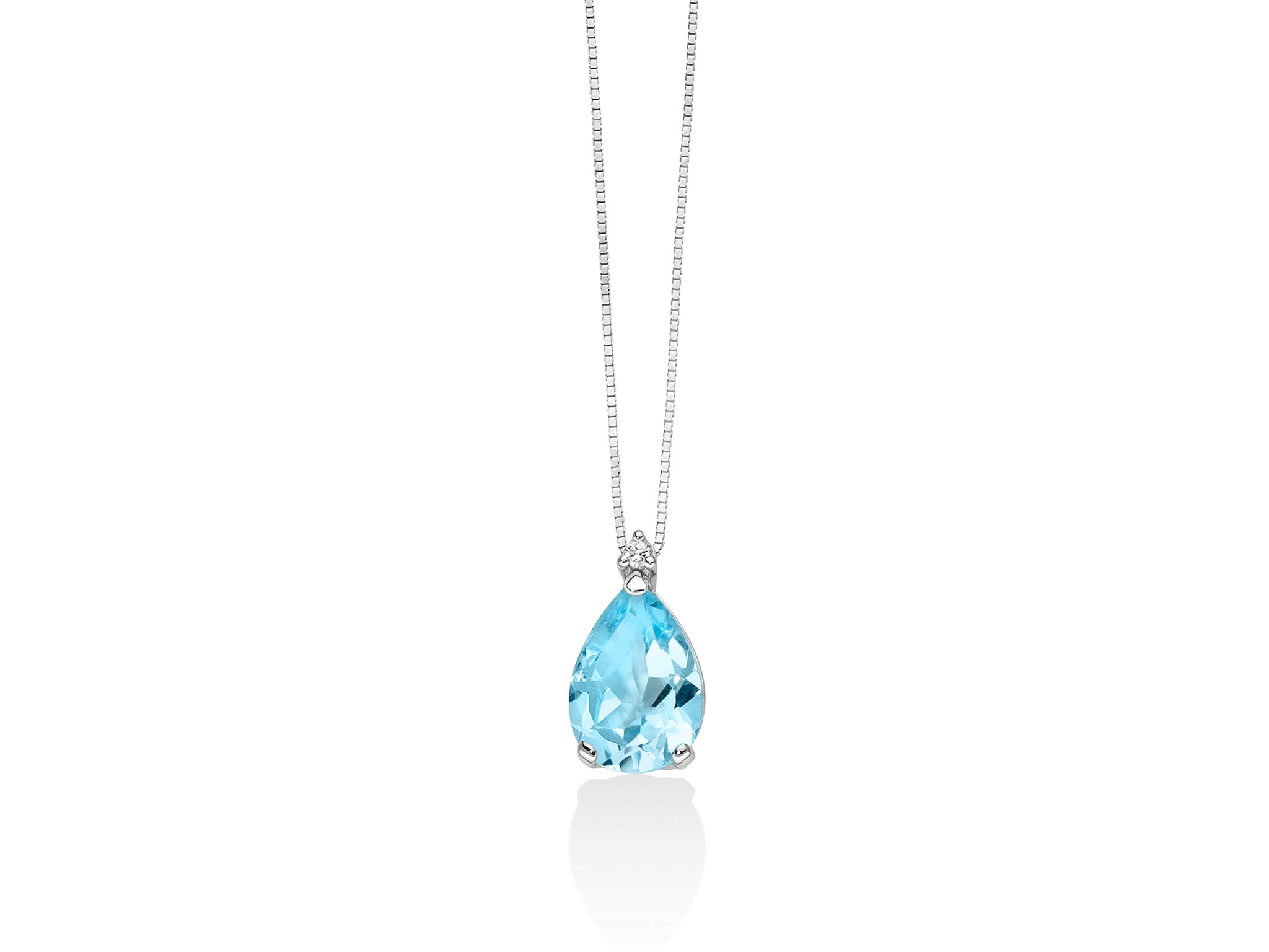 Collana oro bianco, topazio e diamanti, Miluna