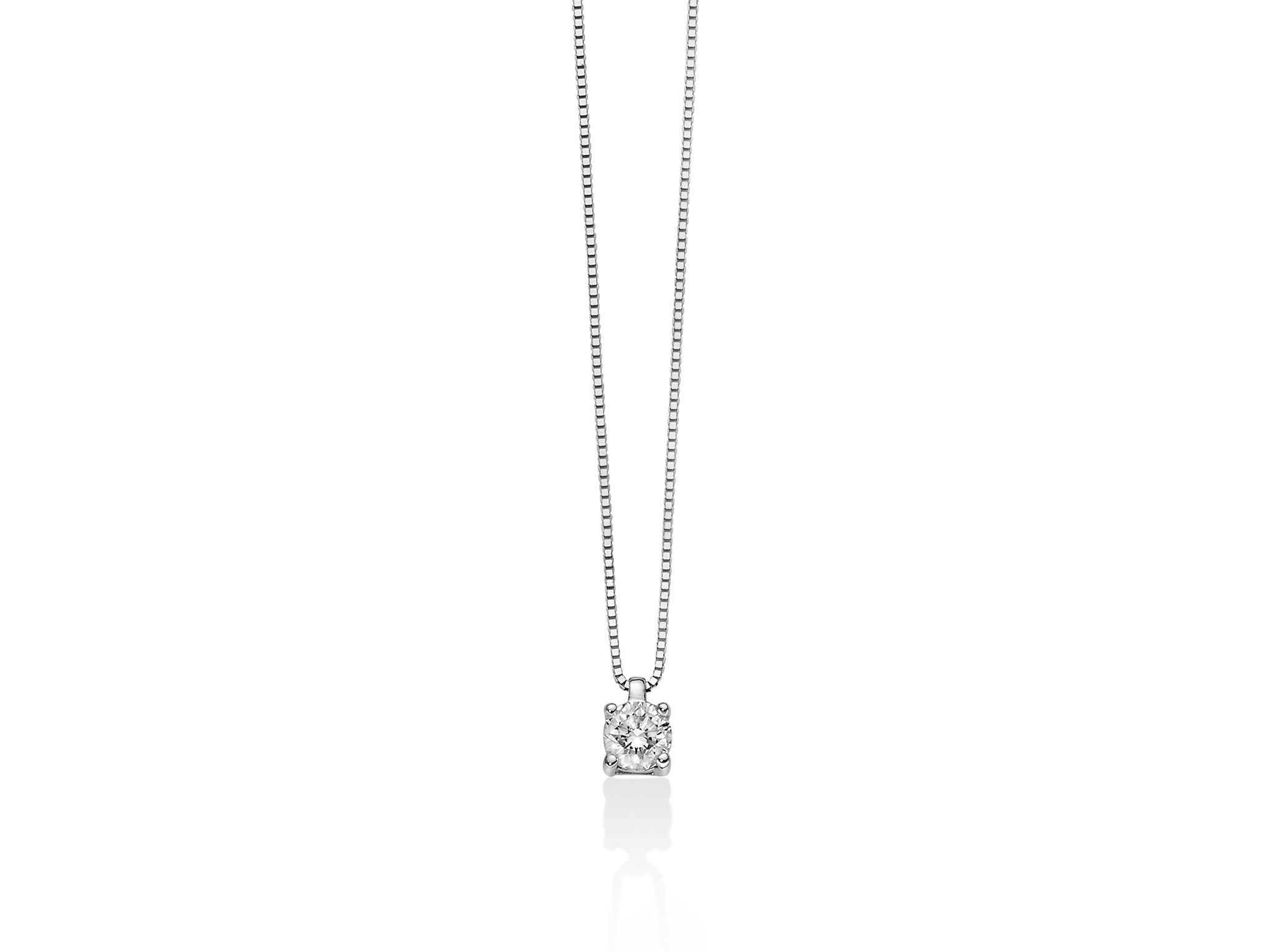 Collana punto luce in oro bianco e diamanti, Miluna