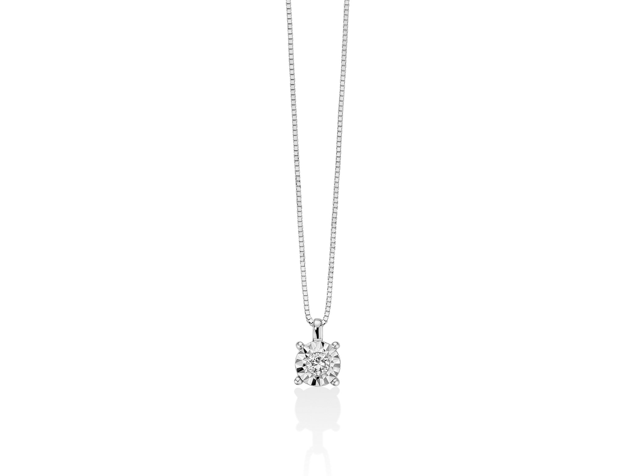 Collana punto luce in oro bianco e diamanti, Miluna