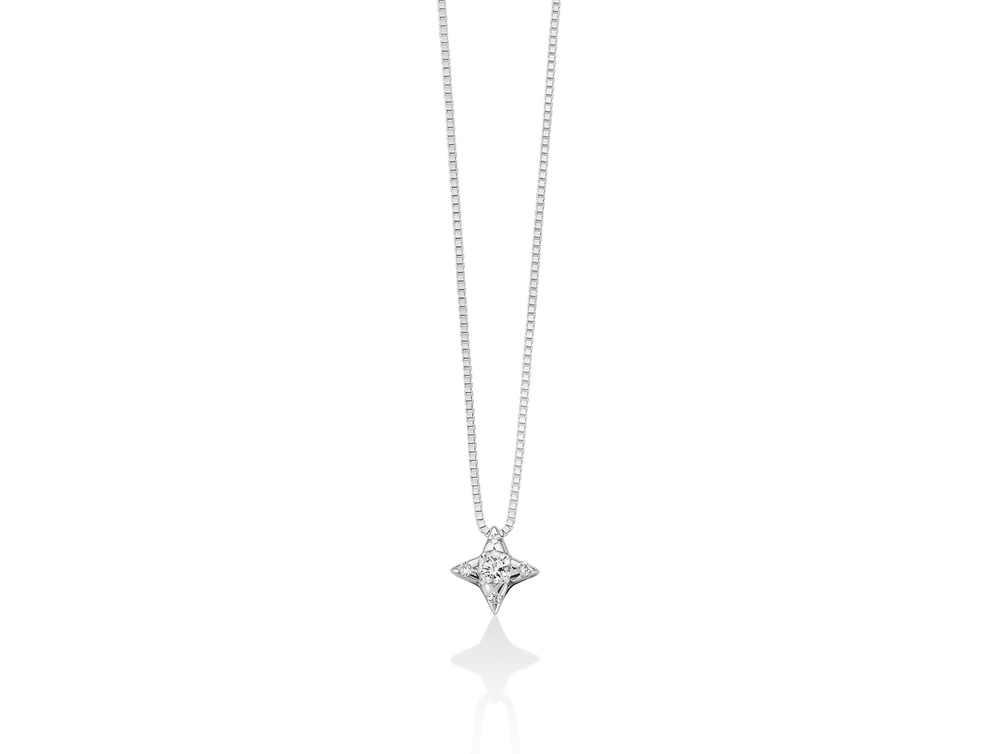Collier point lumineux en or blanc et diamants, Miluna