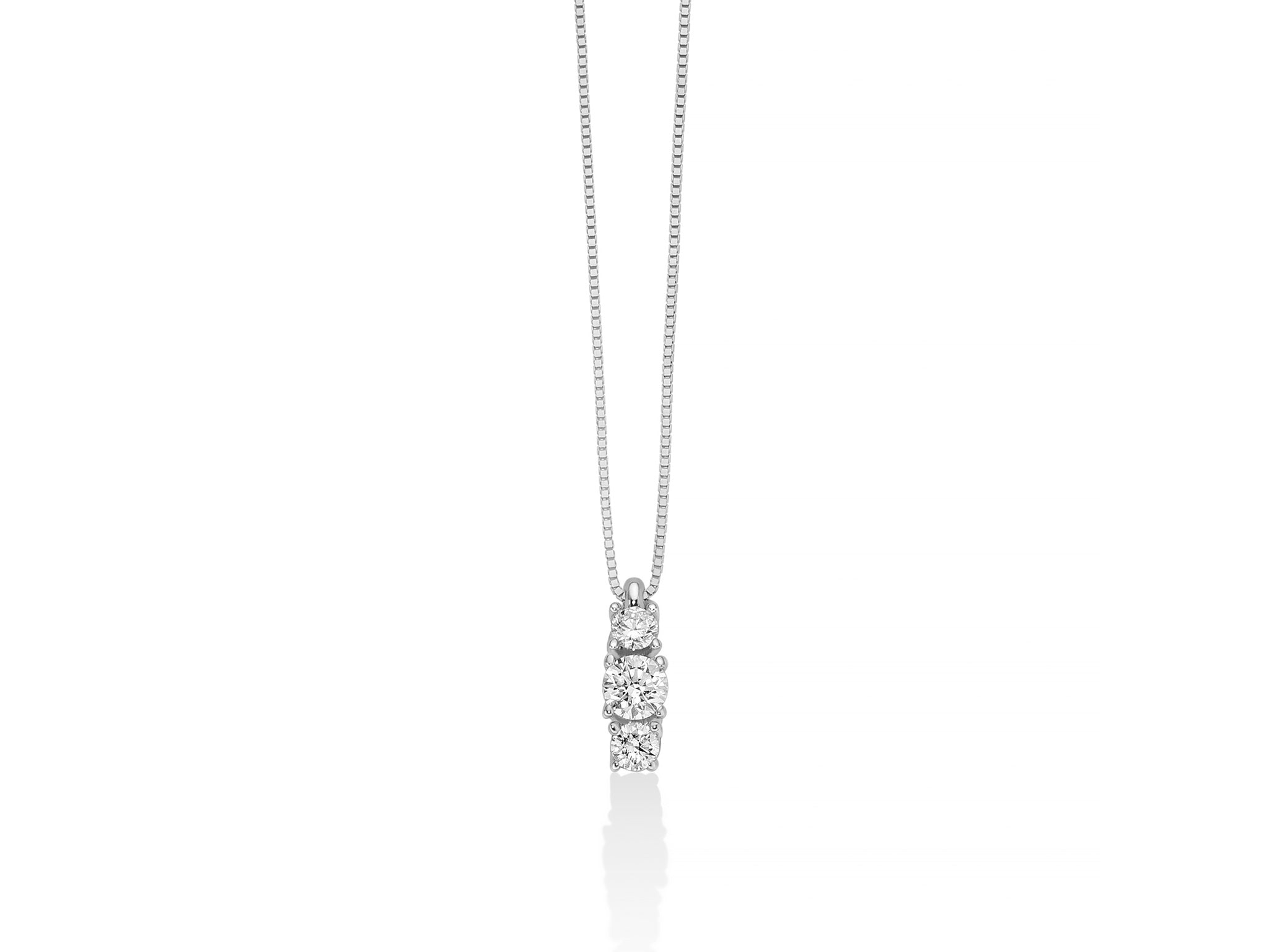 Triligy necklace in white gold and diamonds, Miluna