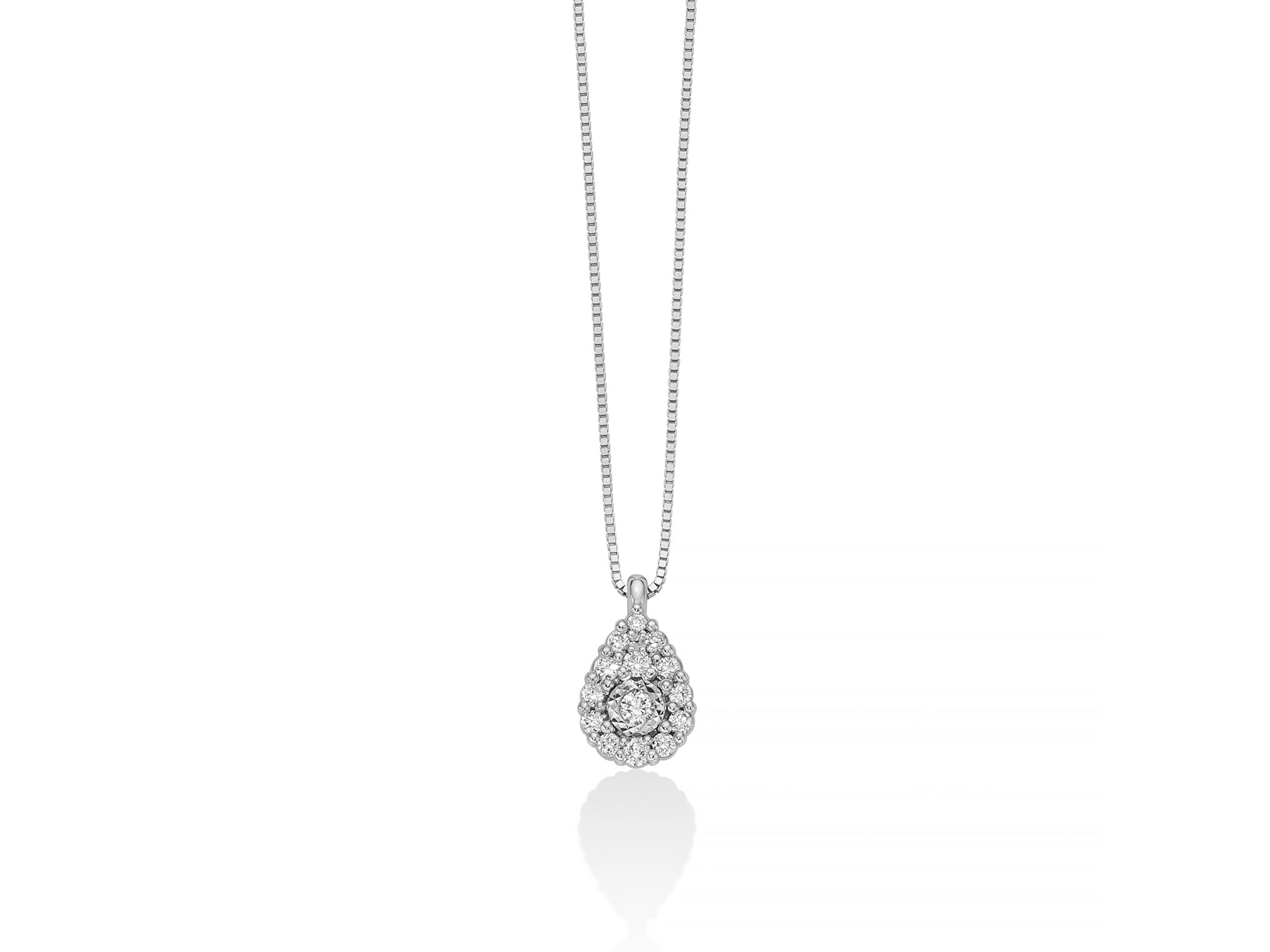 Collana punto luce in oro bianco e diamanti, Miluna