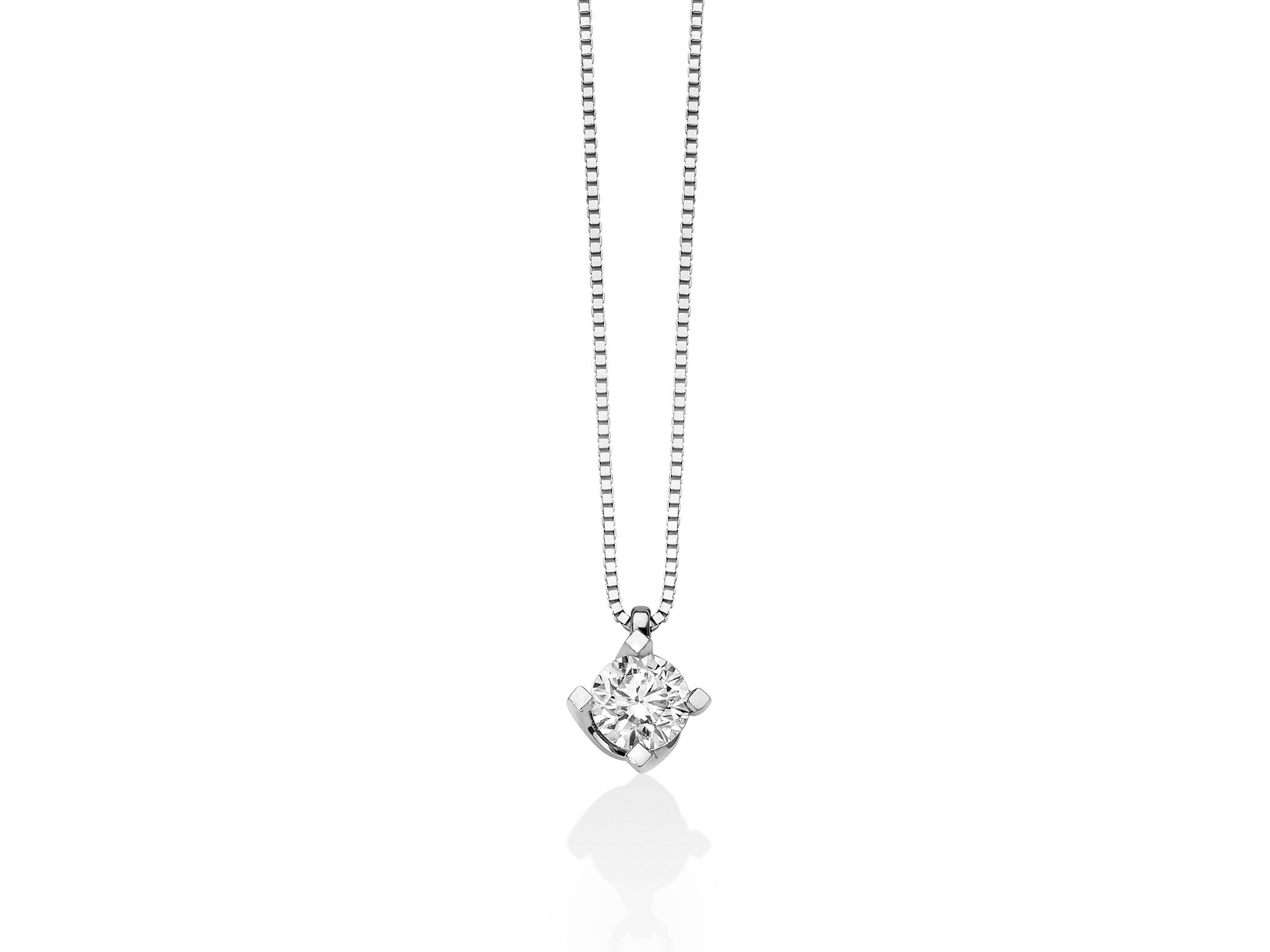Collana punto luce in oro bianco e diamanti, Miluna