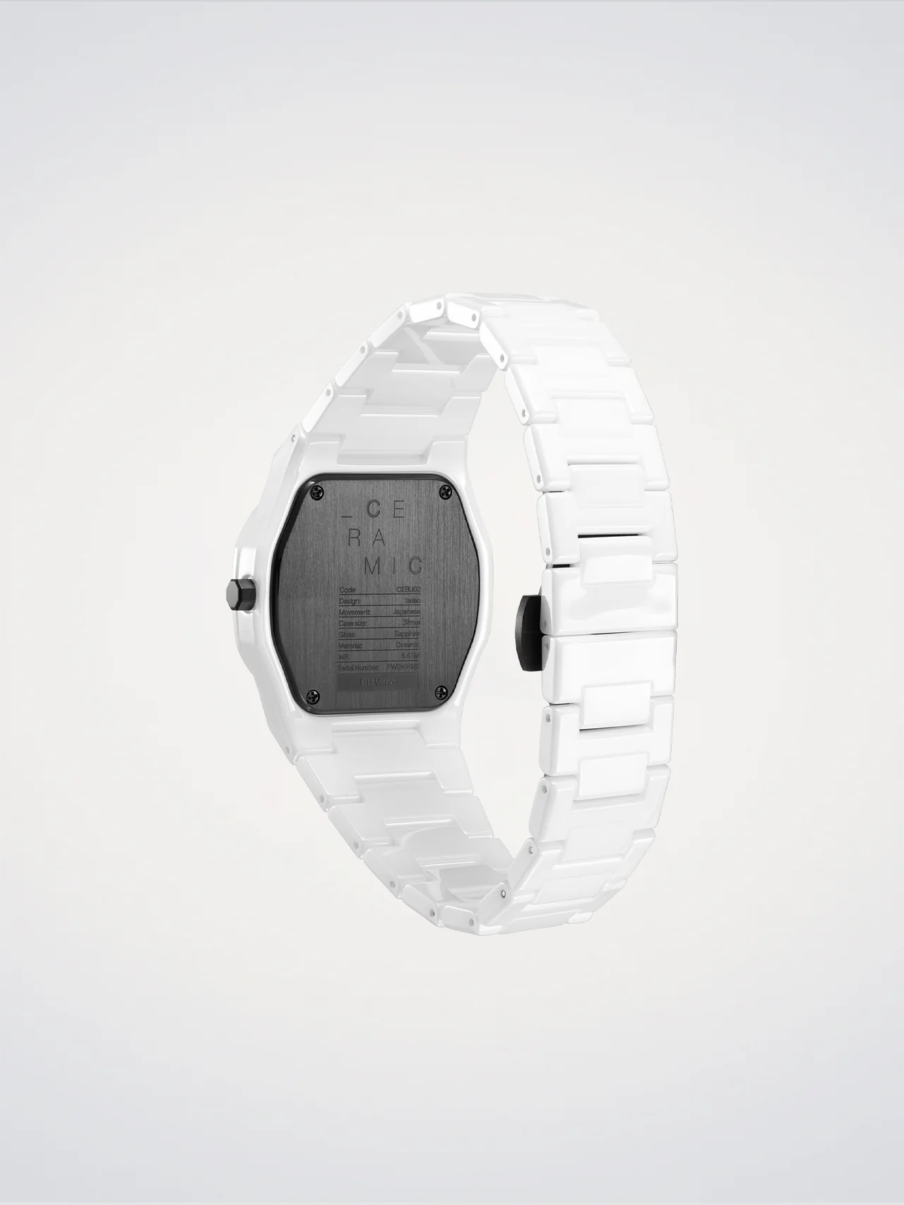 Orologio Ceramic Pure White, 37 mm, D1 Milano