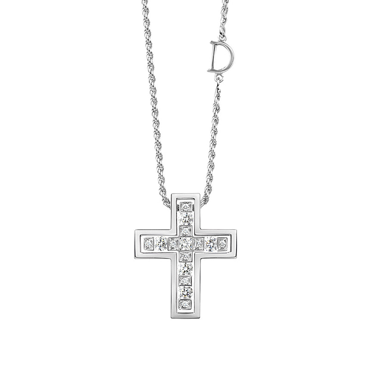 Collana croce oro bianco e diamanti Belle Epoque, Damiani