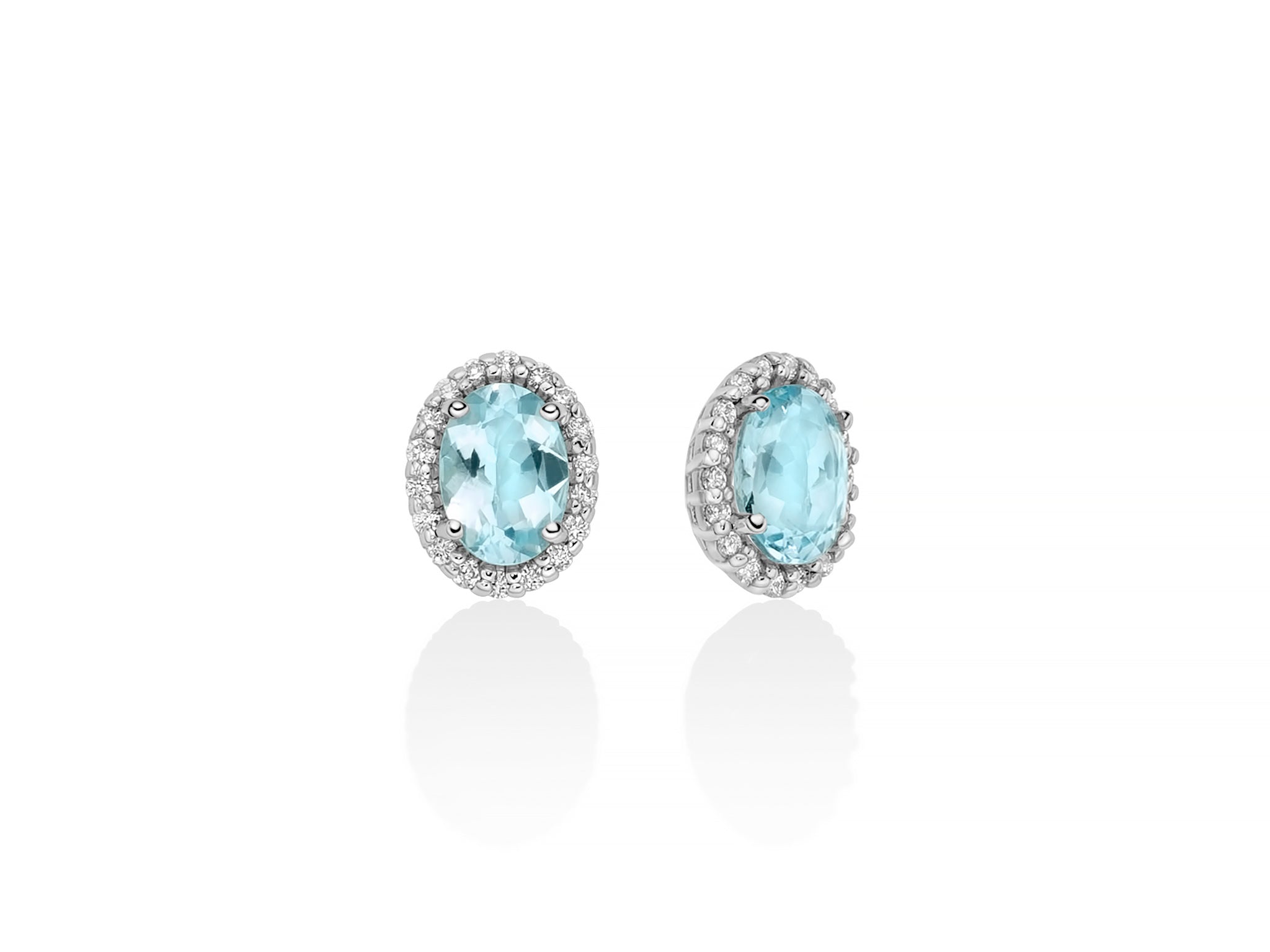 Orecchini oro bianco, acquamarina e diamanti, Miluna