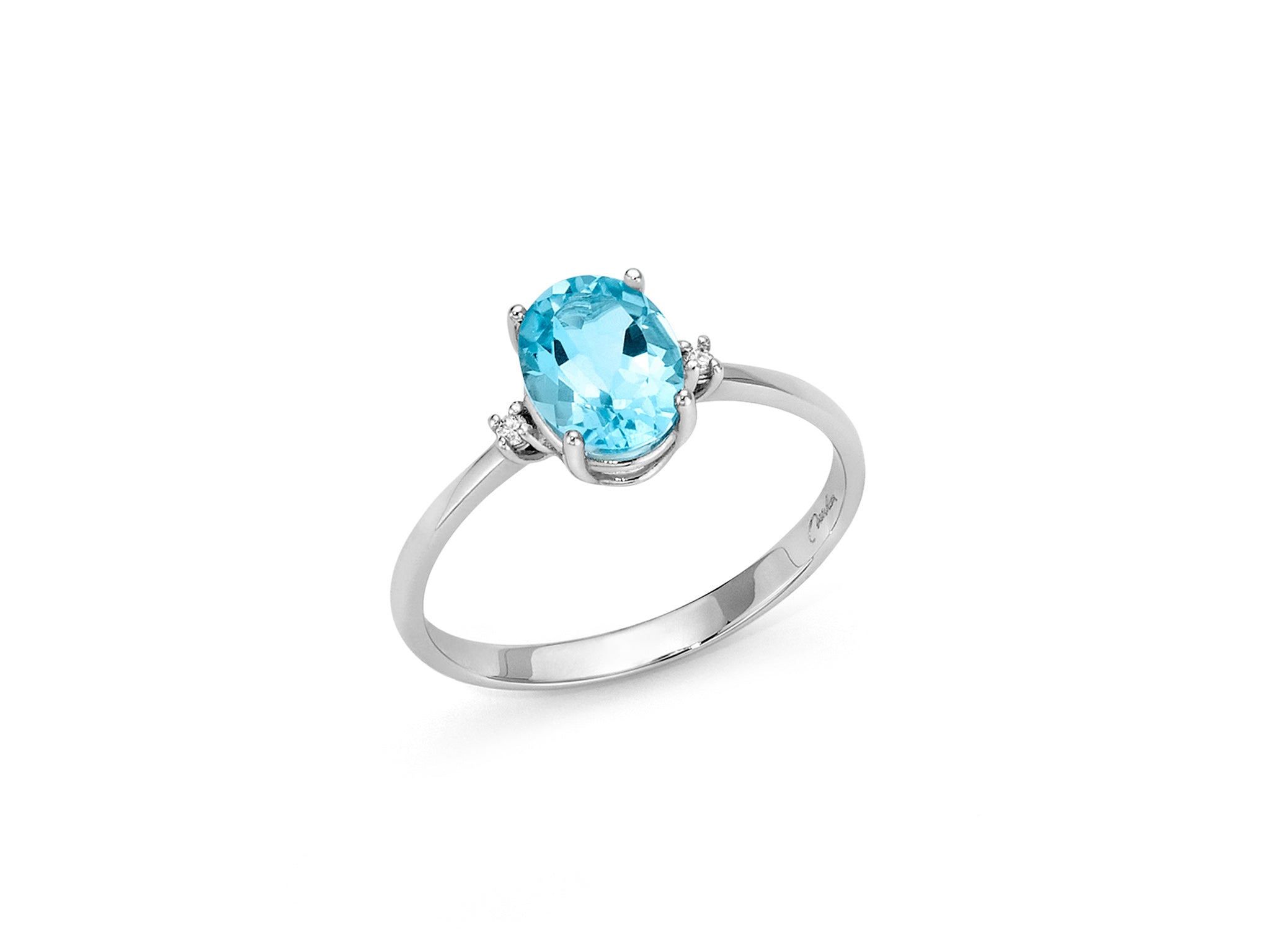 Bague or blanc, aigue-marine et diamants, Miluna