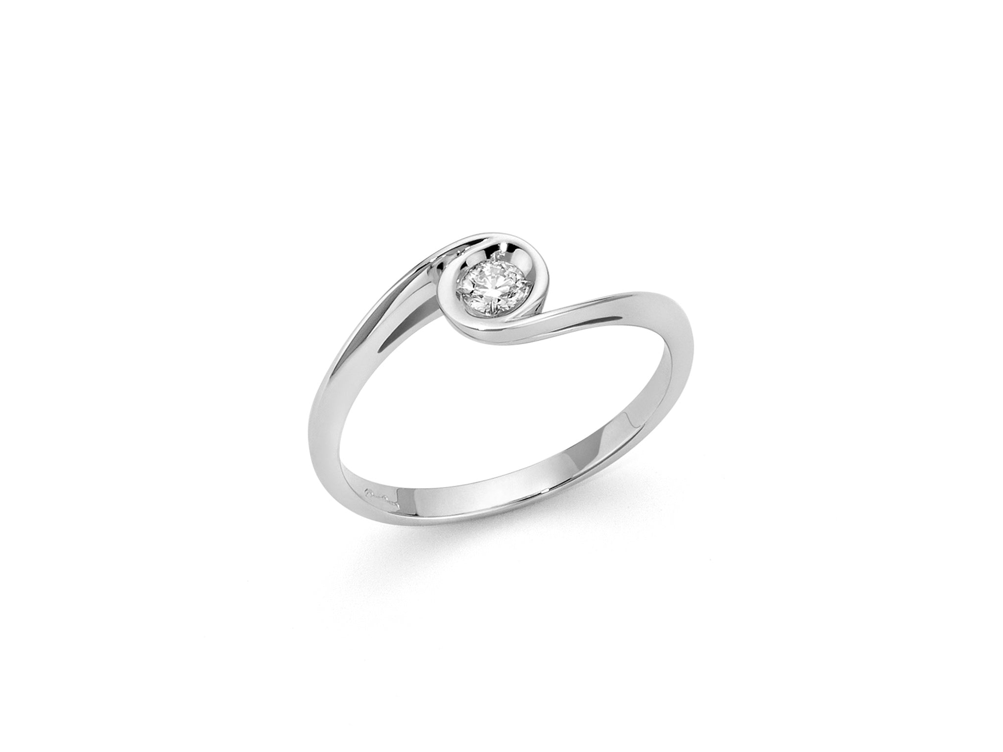 Solitaire ring in white gold and diamonds, Miluna