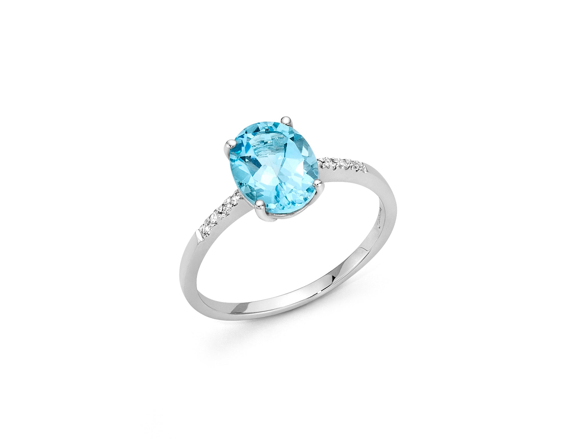 Bague or blanc, aigue-marine et diamants, Miluna