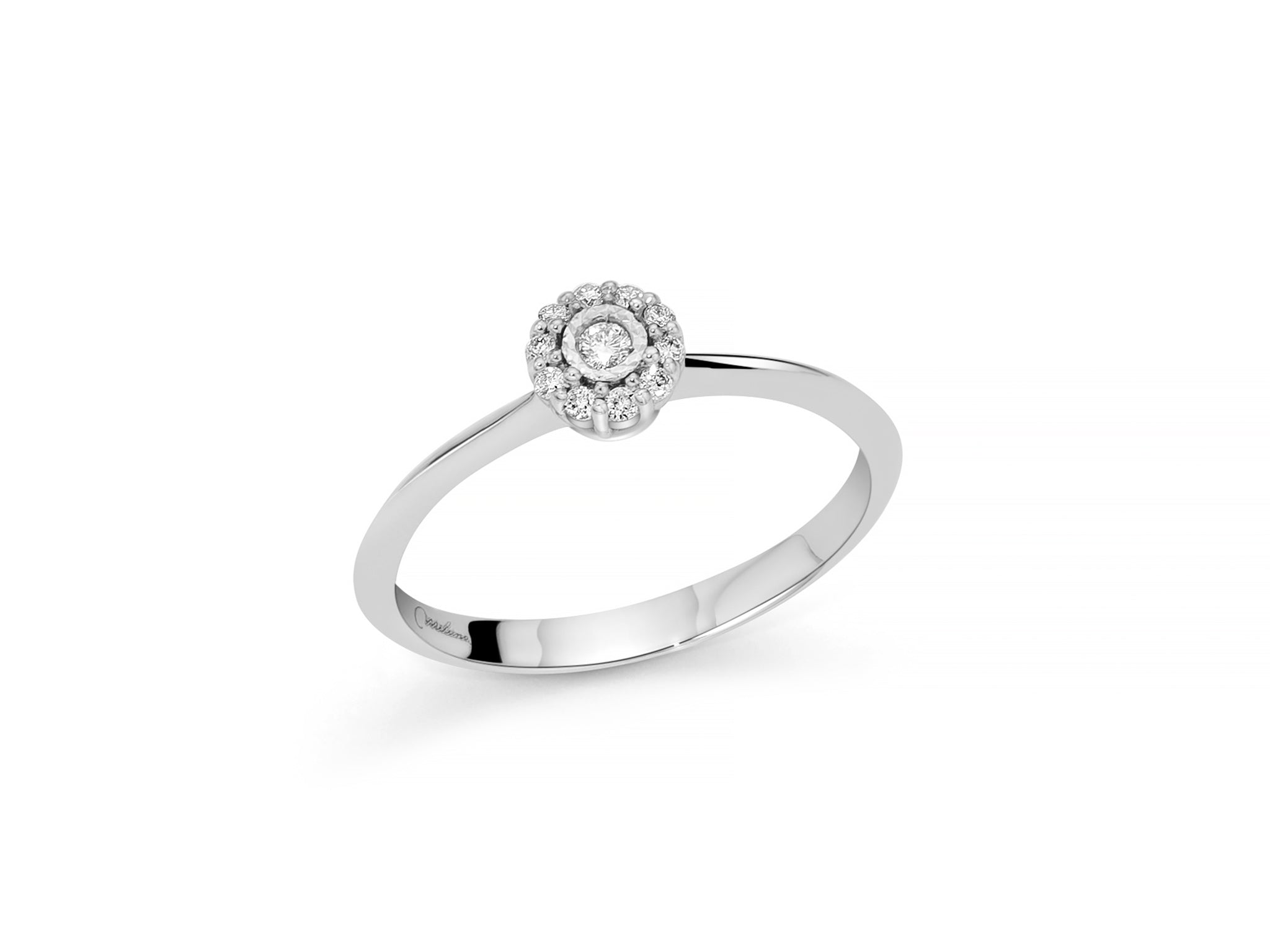 Anello fantasia in oro bianco e diamanti, Miluna