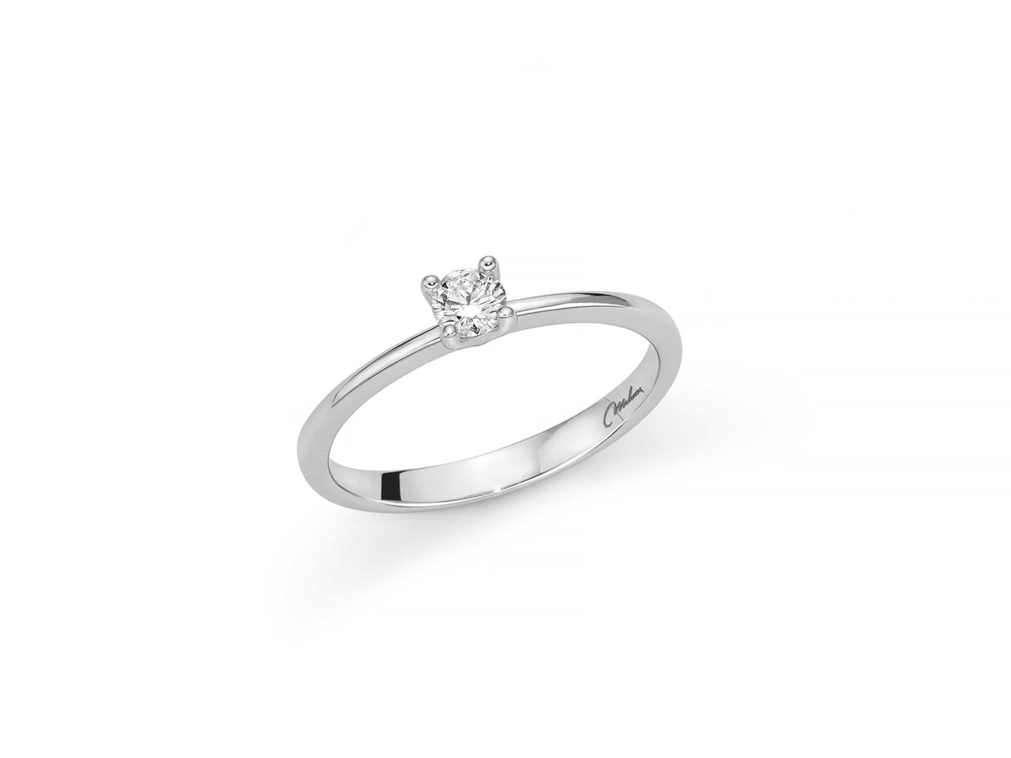 Anello solitario oro bianco e diamanti, Miluna