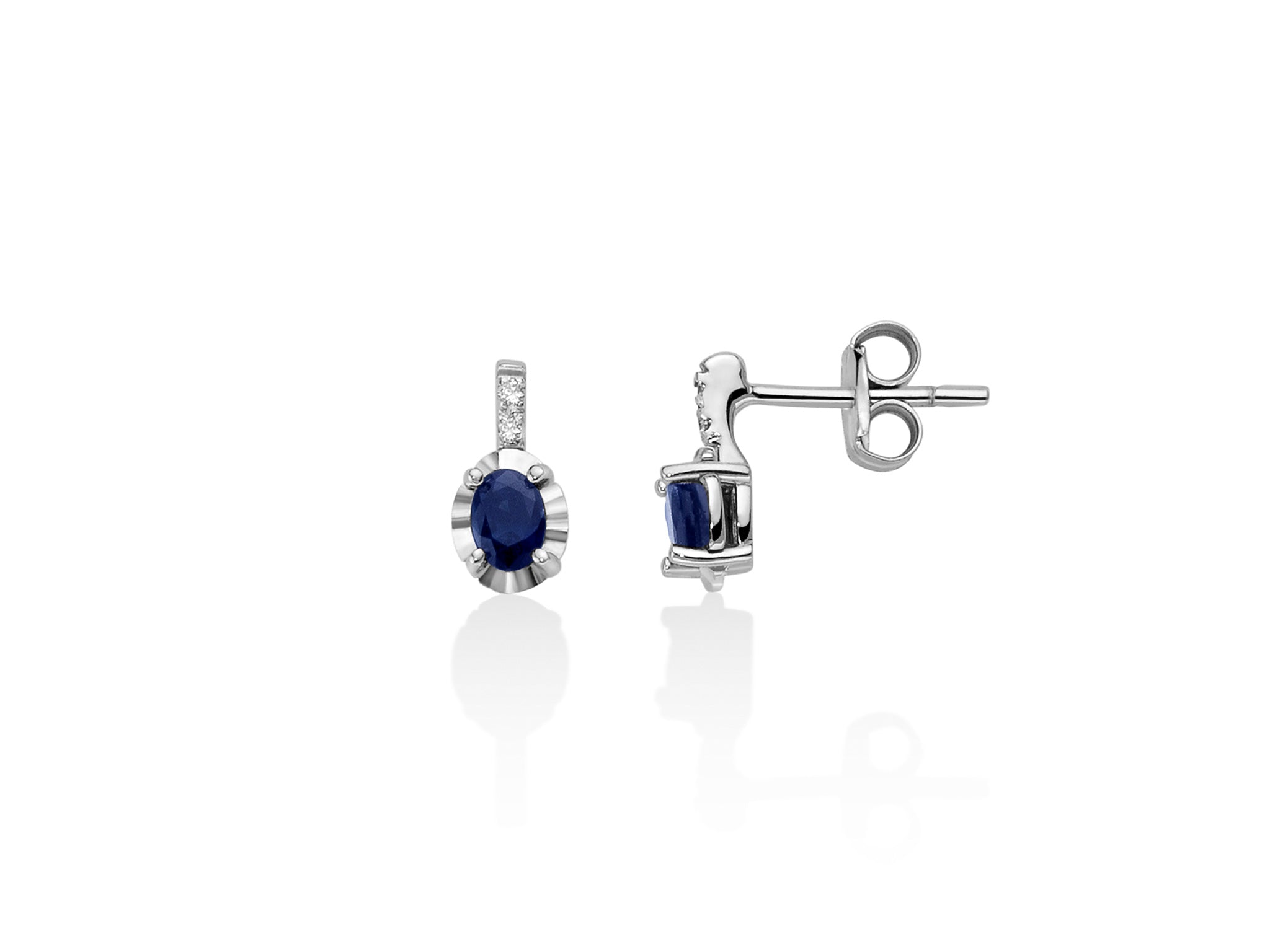 Boucles d'oreilles or blanc, saphirs et diamants, Miluna