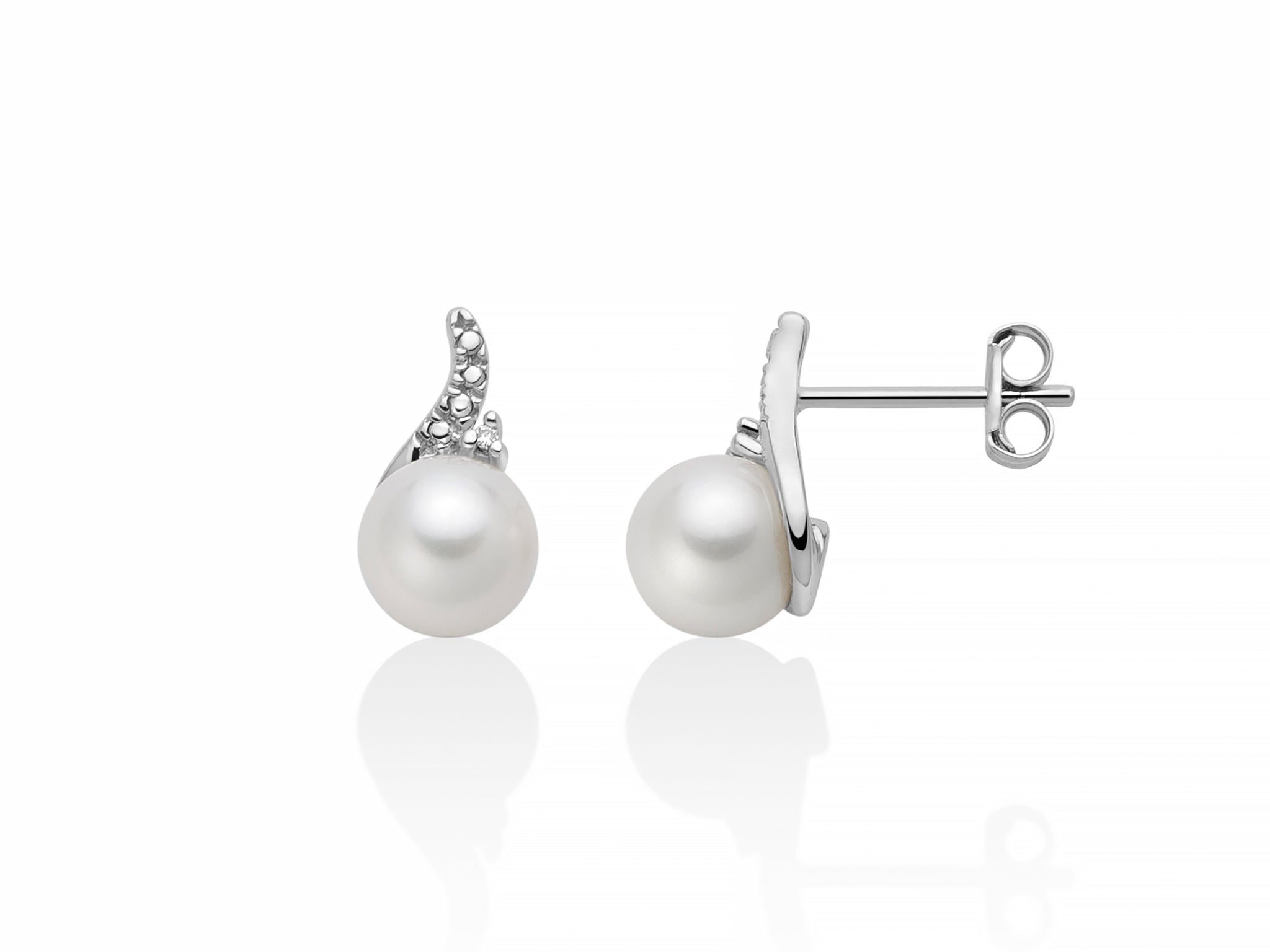 White gold, diamond and pearl earrings, Miluna