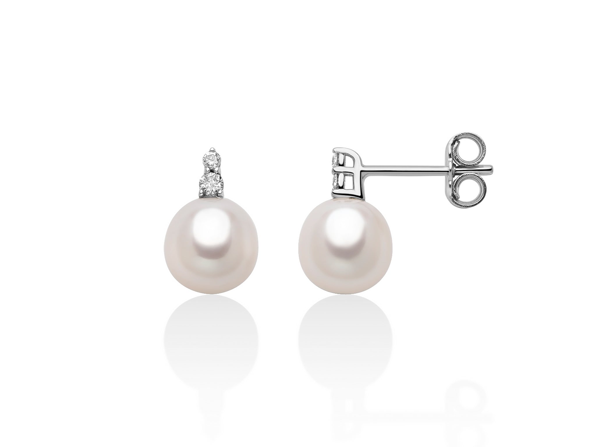 White gold, diamond and pearl earrings, Miluna
