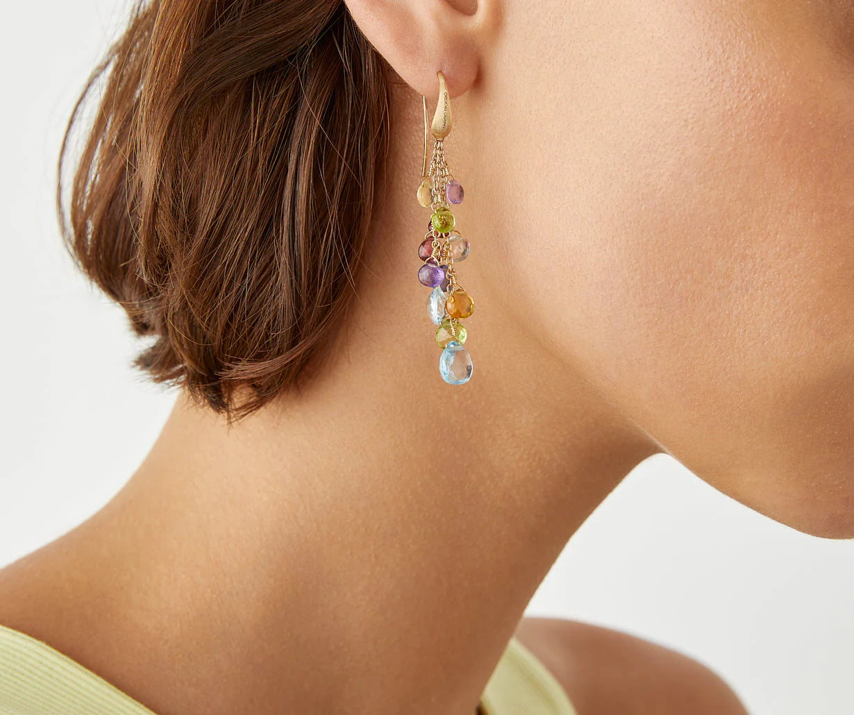 Boucles d'oreilles pendantes à crochets multicolores, Paradise, Marco Bicego