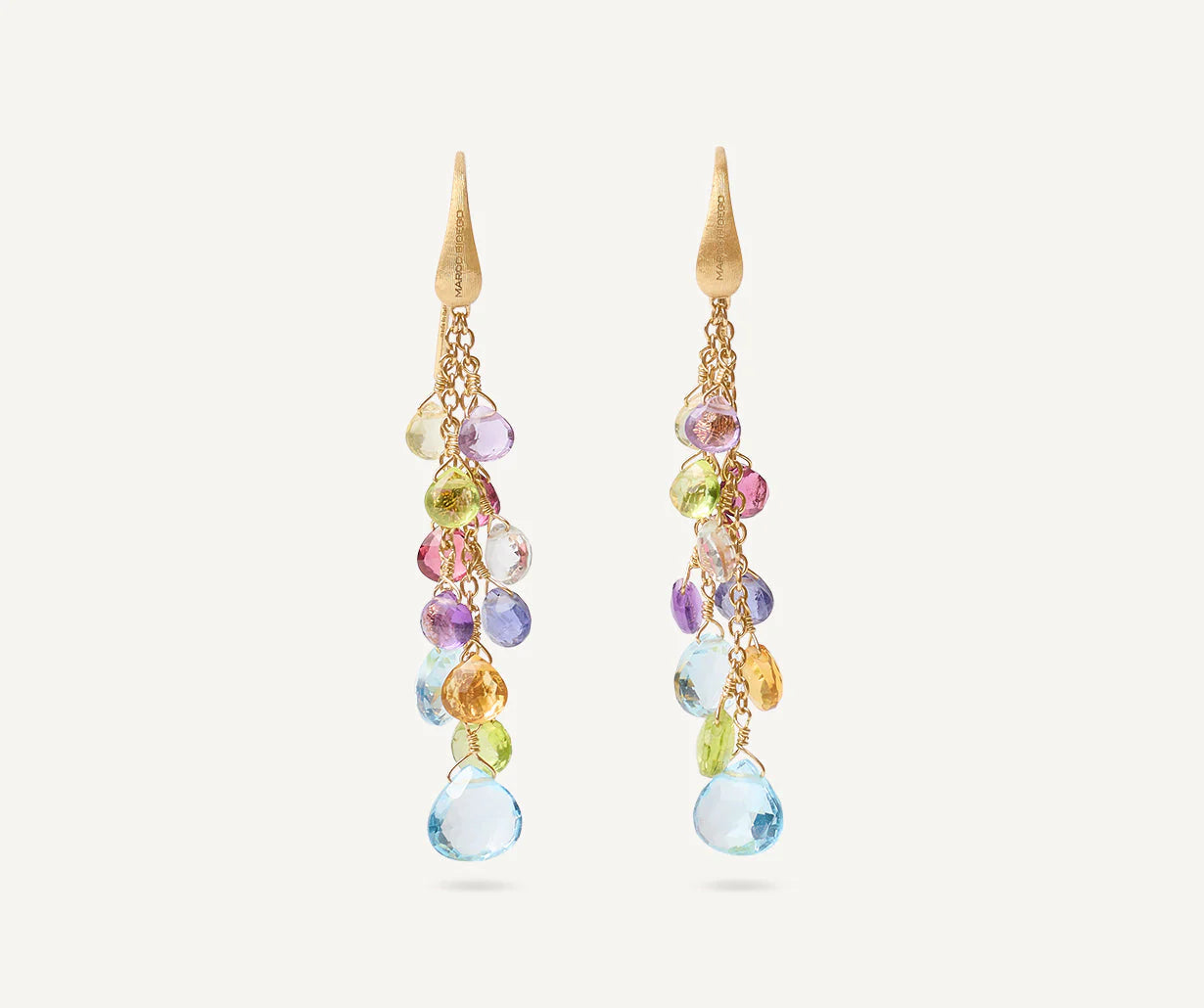 Boucles d'oreilles pendantes à crochets multicolores, Paradise, Marco Bicego
