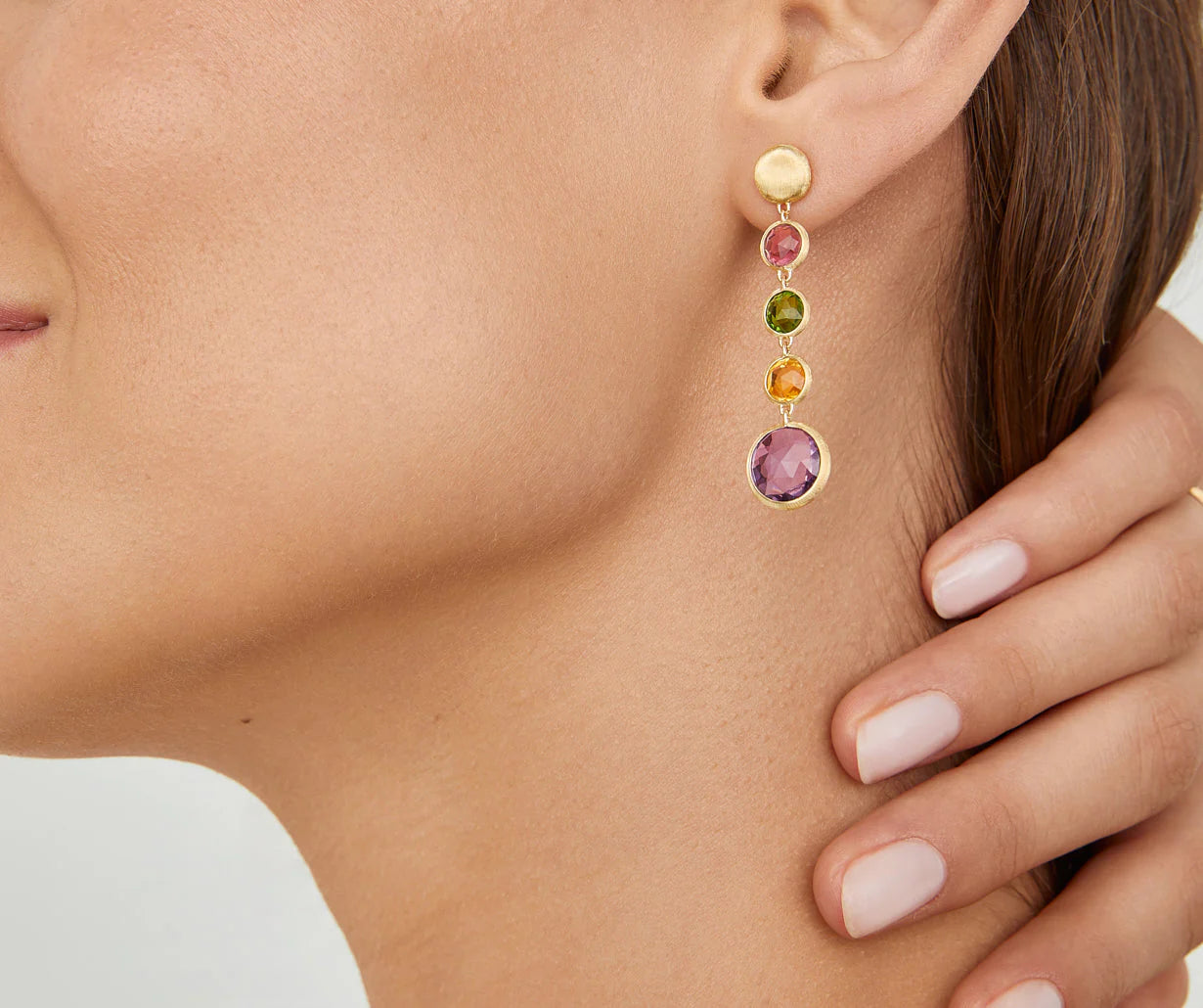 Boucles d'oreilles pendantes multicolores, Jaipur, Marco Bicego