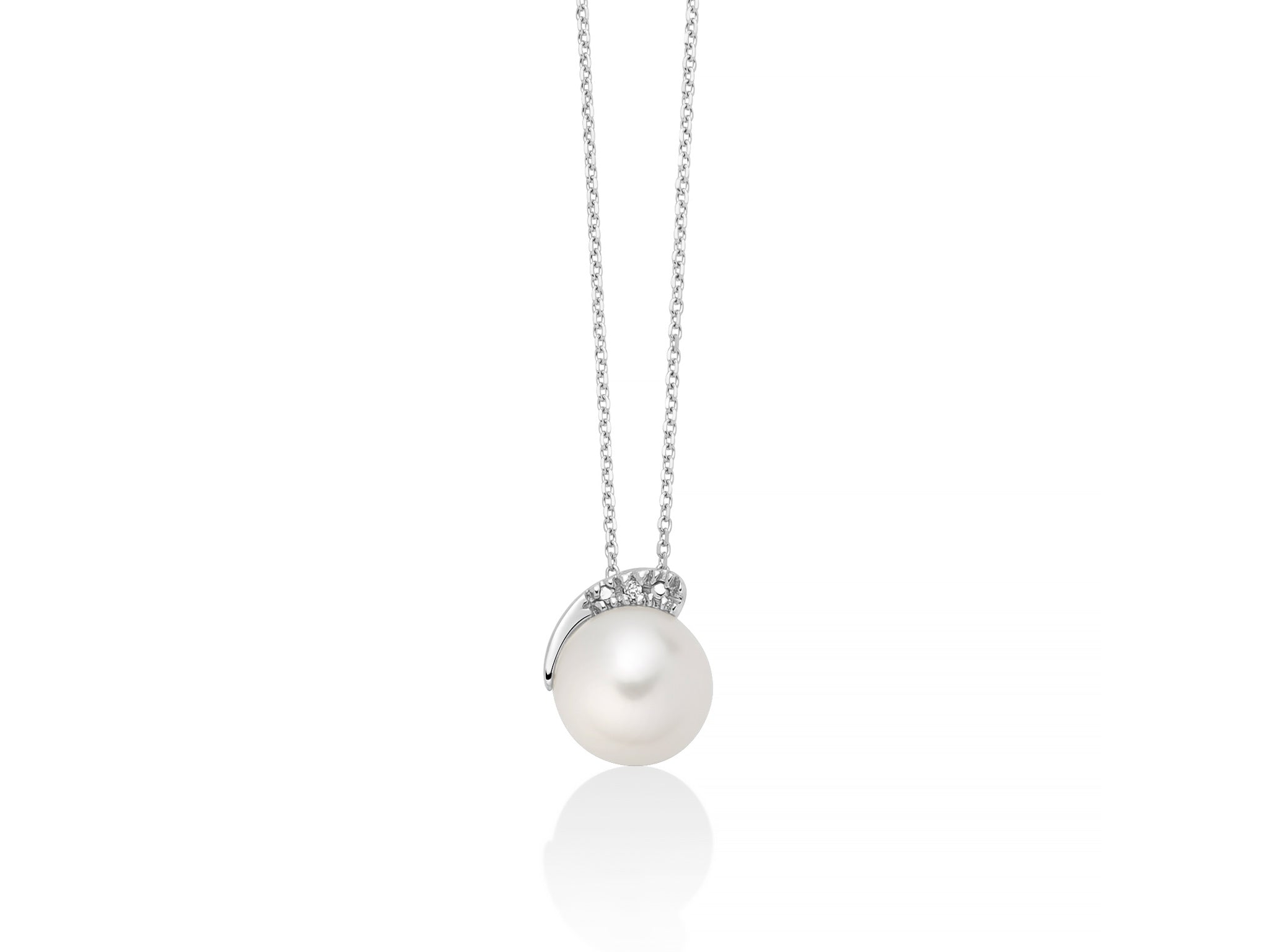 Collana con perla Oriente e diamante in oro bianco, Miluna