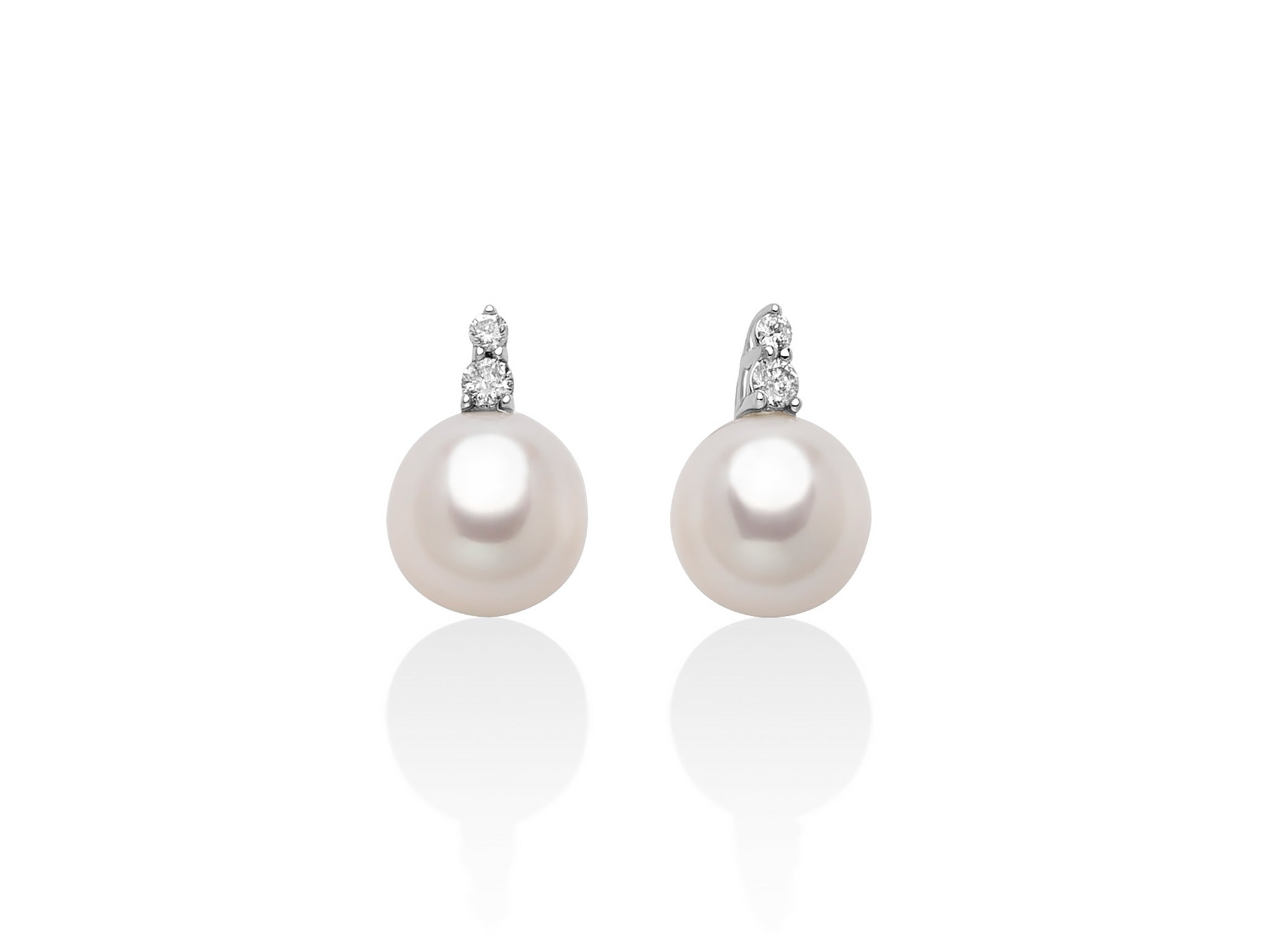 White gold, diamond and pearl earrings, Miluna