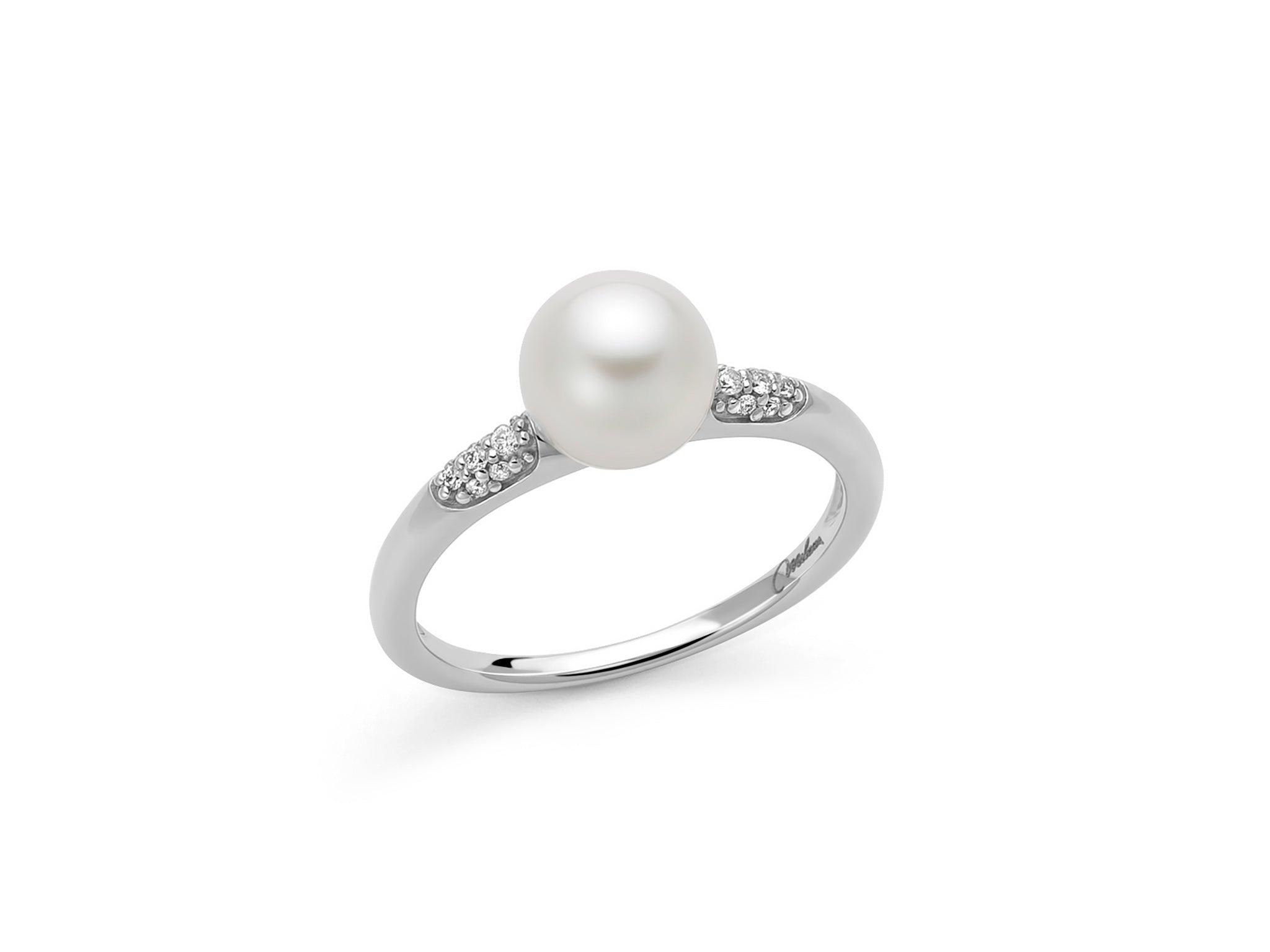 Bague en or blanc et perle, Miluna