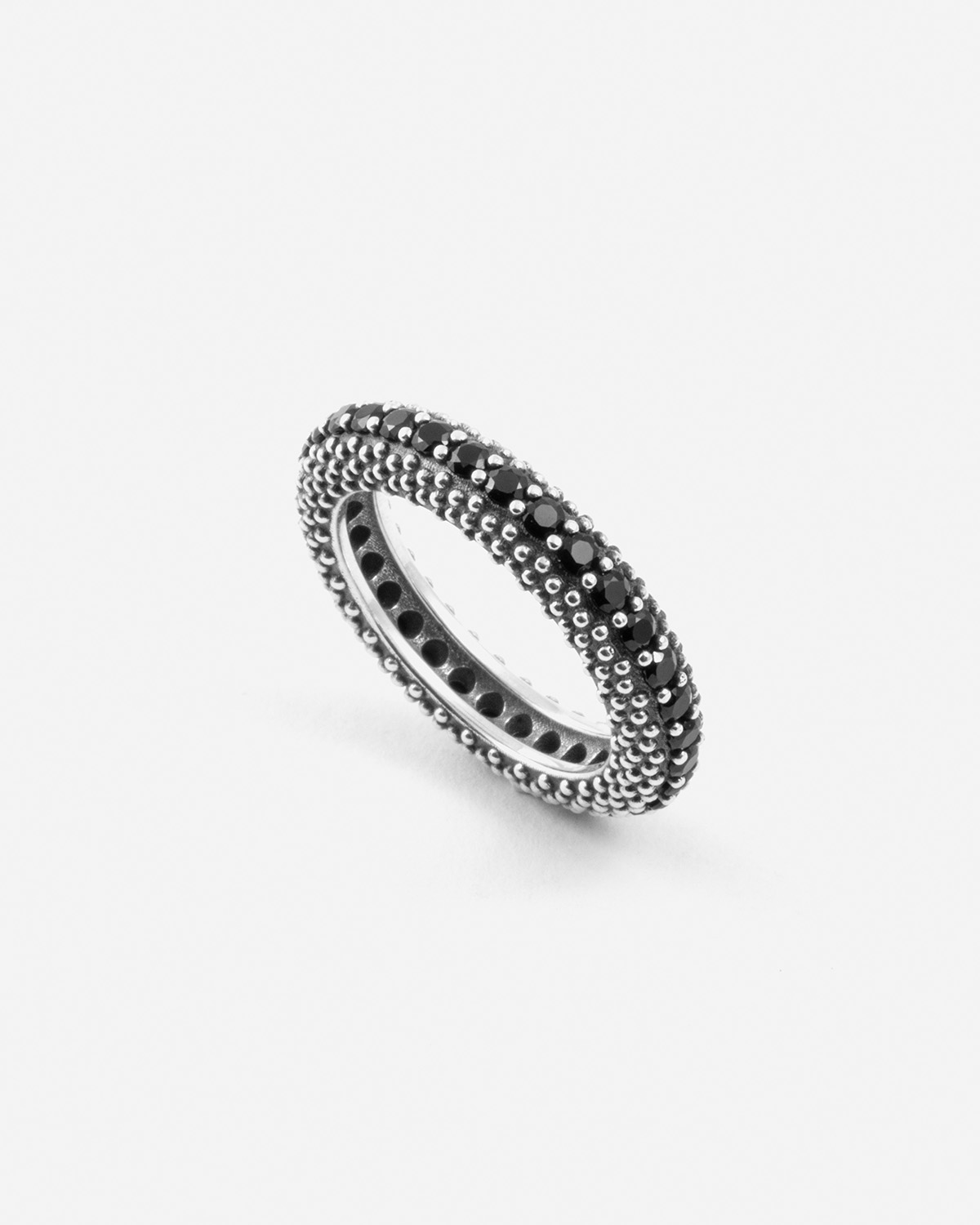 Anello in argento, black wind con brillanti neri, Nove25