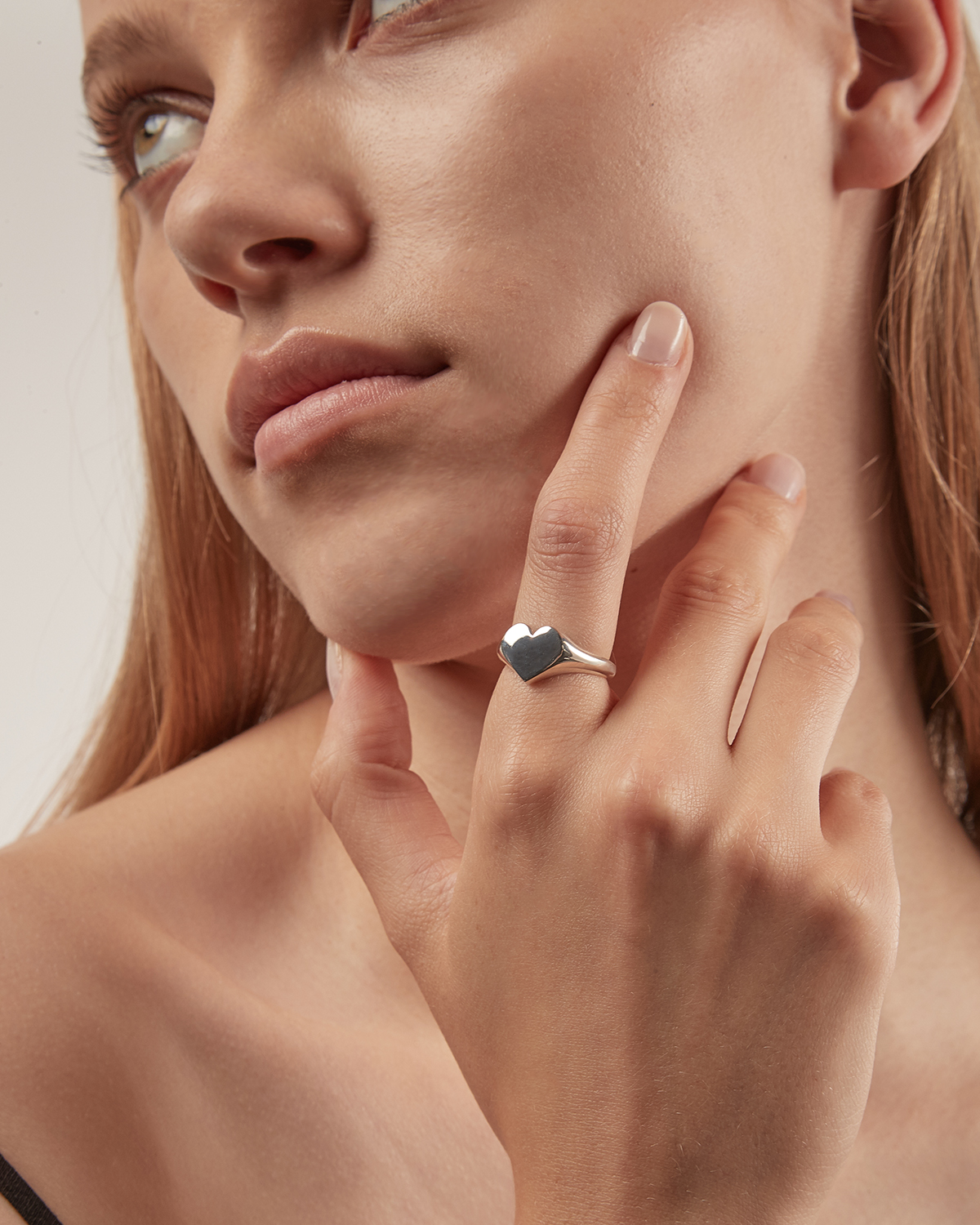 Anello in argento, chevalier cuore, Nove25