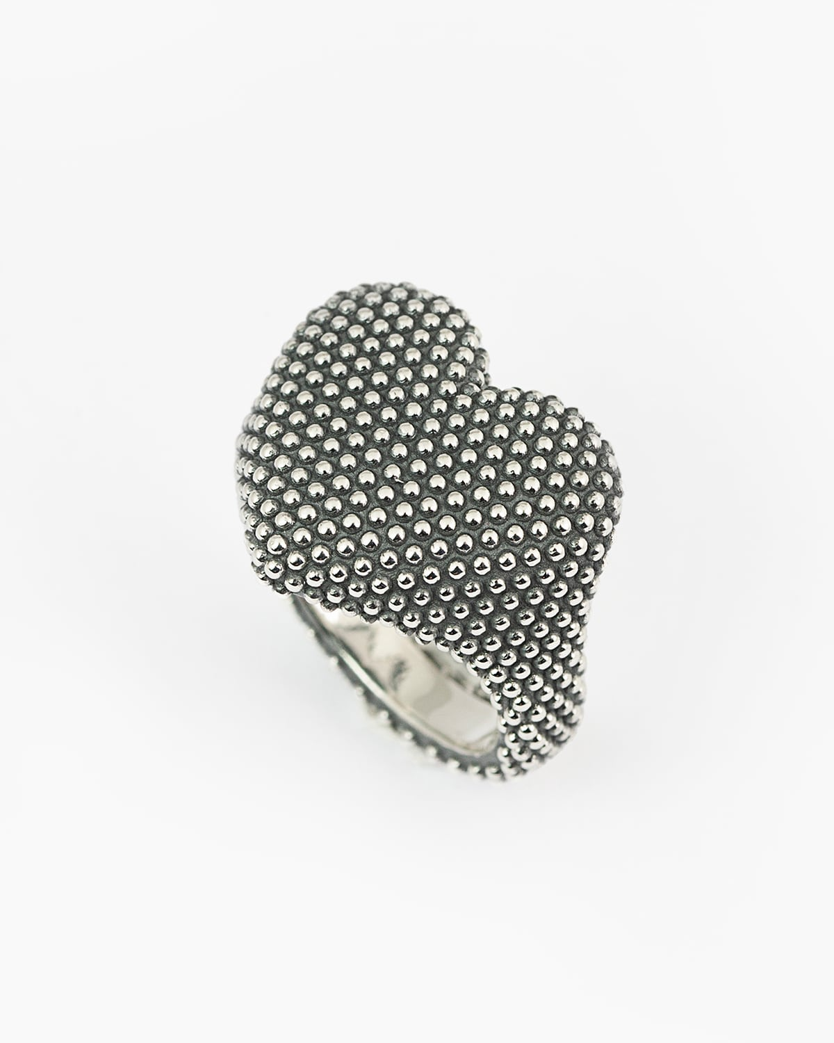 Anello in argento, chevalier cuore puntinato, Nove25