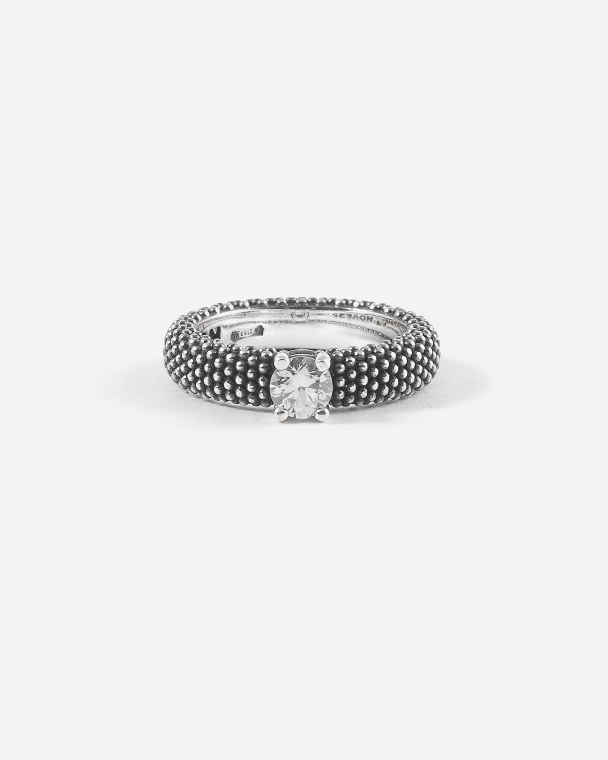 Bague en argent, alliance à pois avec diamant rouge, Nove25