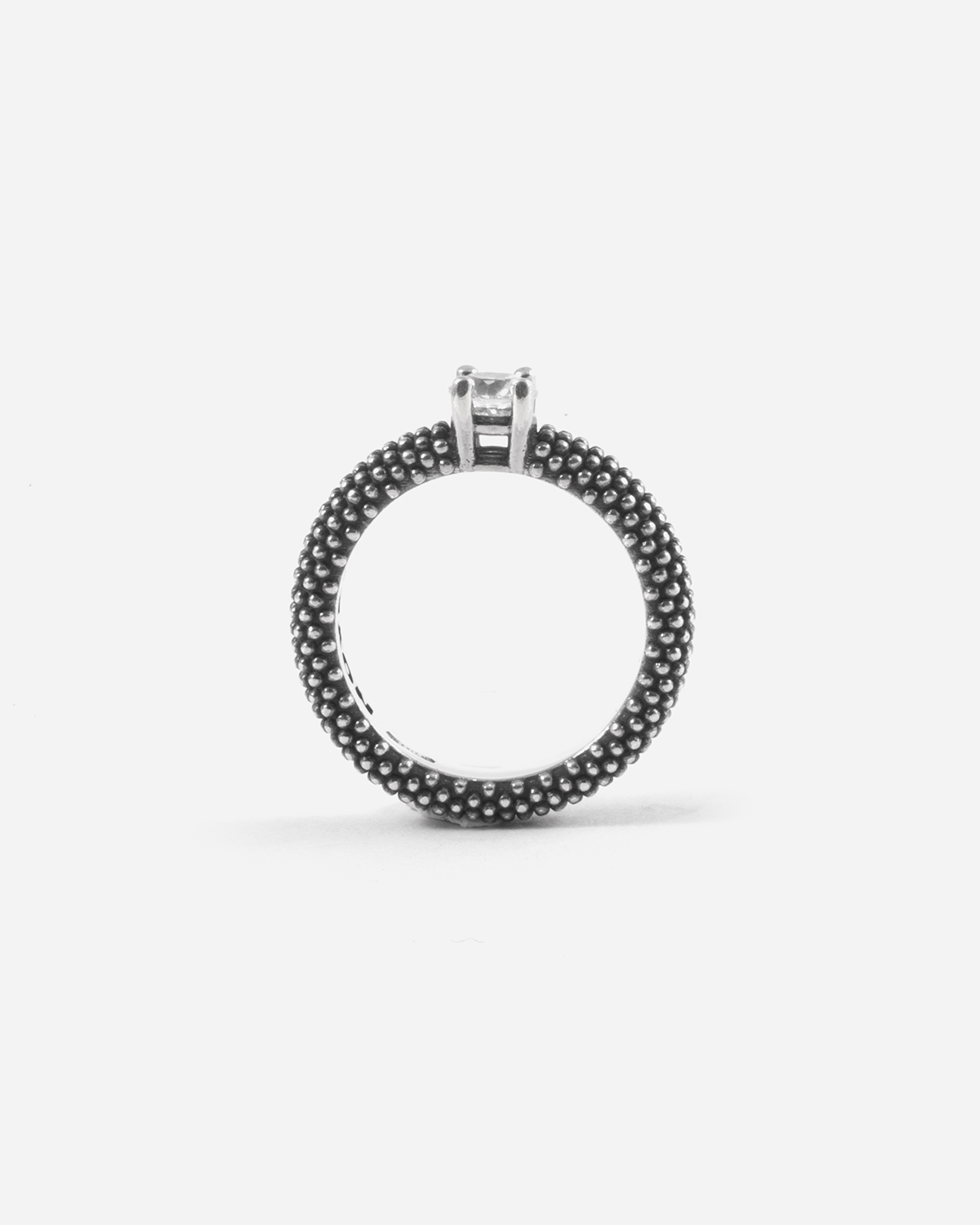 Bague en argent, alliance à pois avec diamant rouge, Nove25