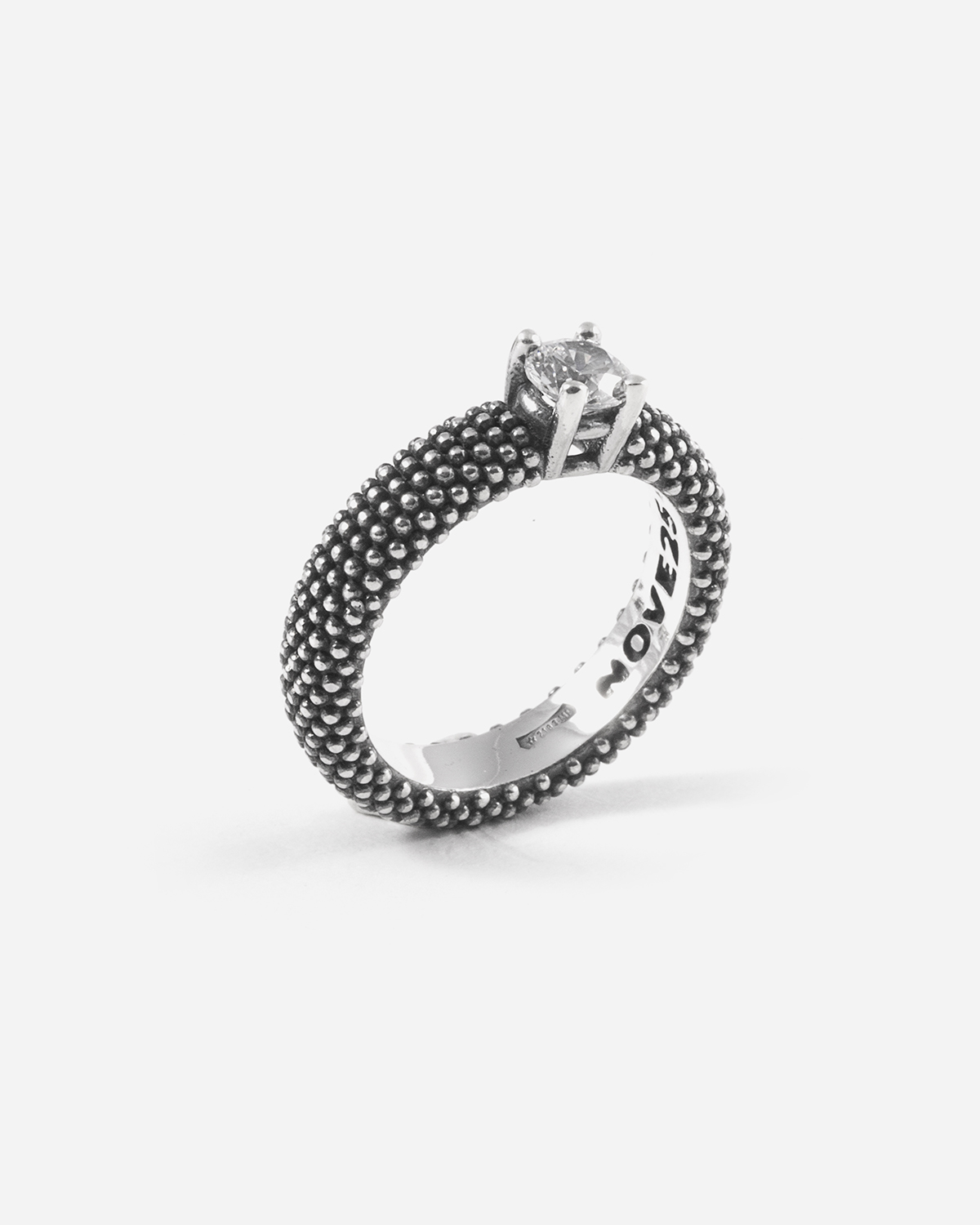 Bague en argent, alliance à pois avec diamant rouge, Nove25
