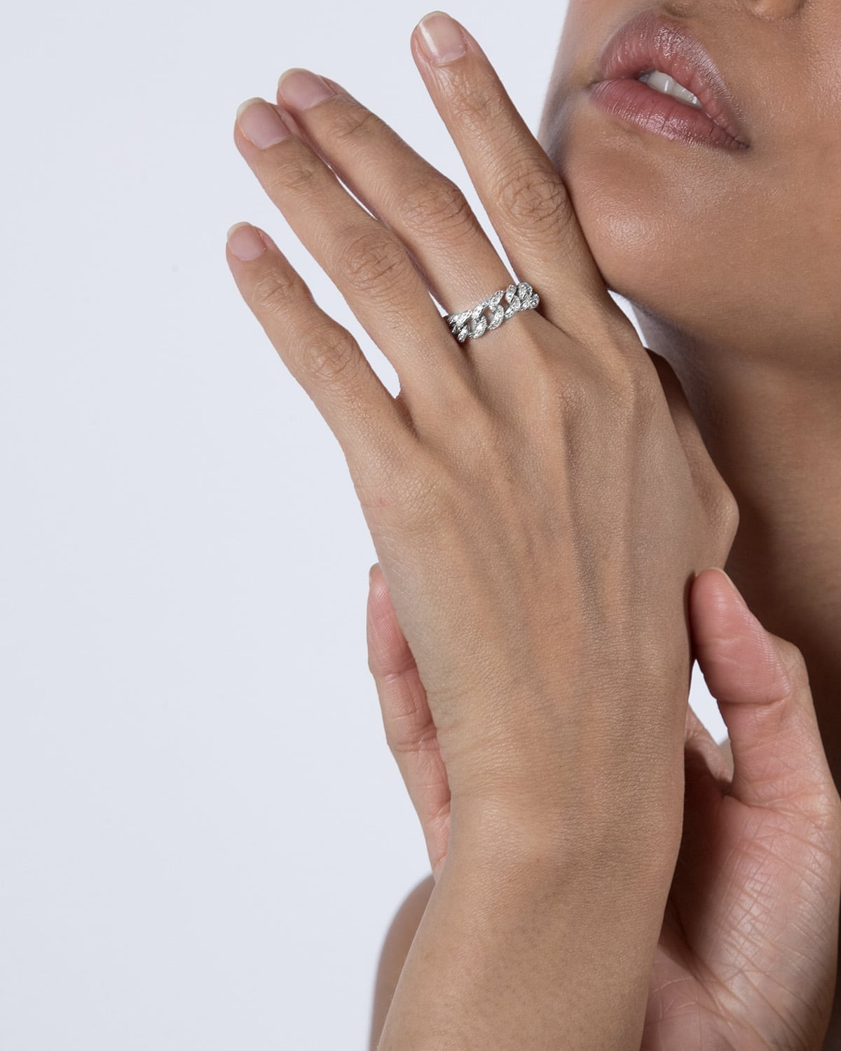 Anello in argento, grumetta morbida H60 con brillanti, Nove25