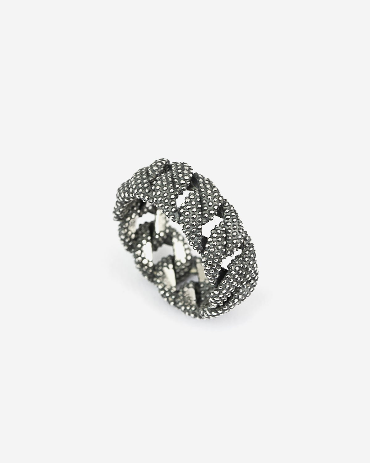 Bague en argent, petite gourmette à pois, Nove25