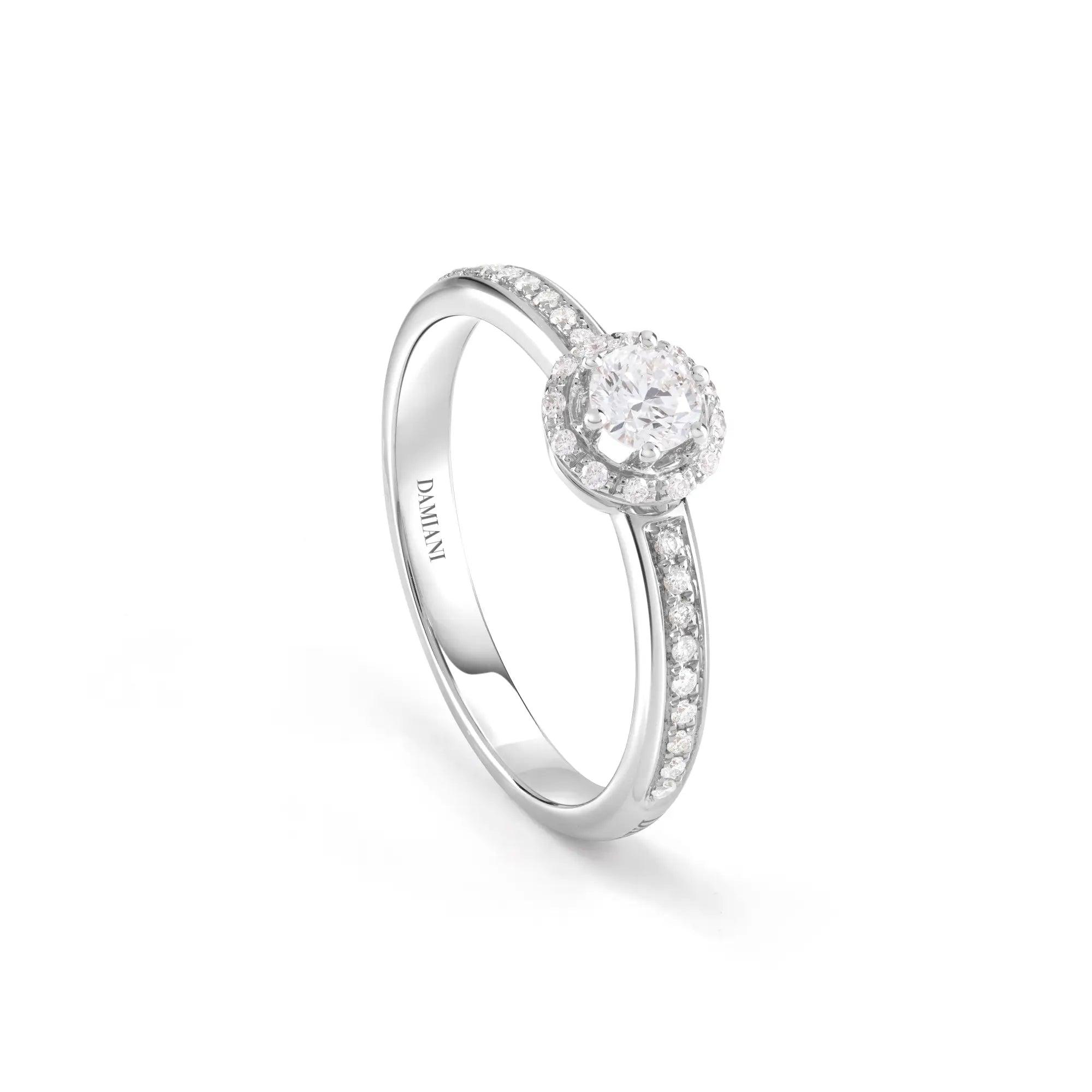 Anello solitario oro bianco e diamanti Minou Full Pavé, Damiani - Ferro Orologi e Gioielli