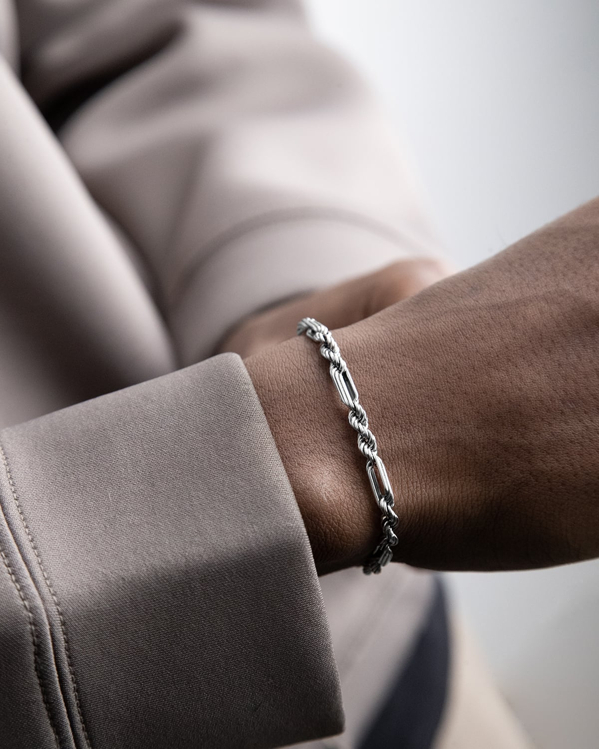 Bracciale in argento, Corda 080 alternata, Nove25