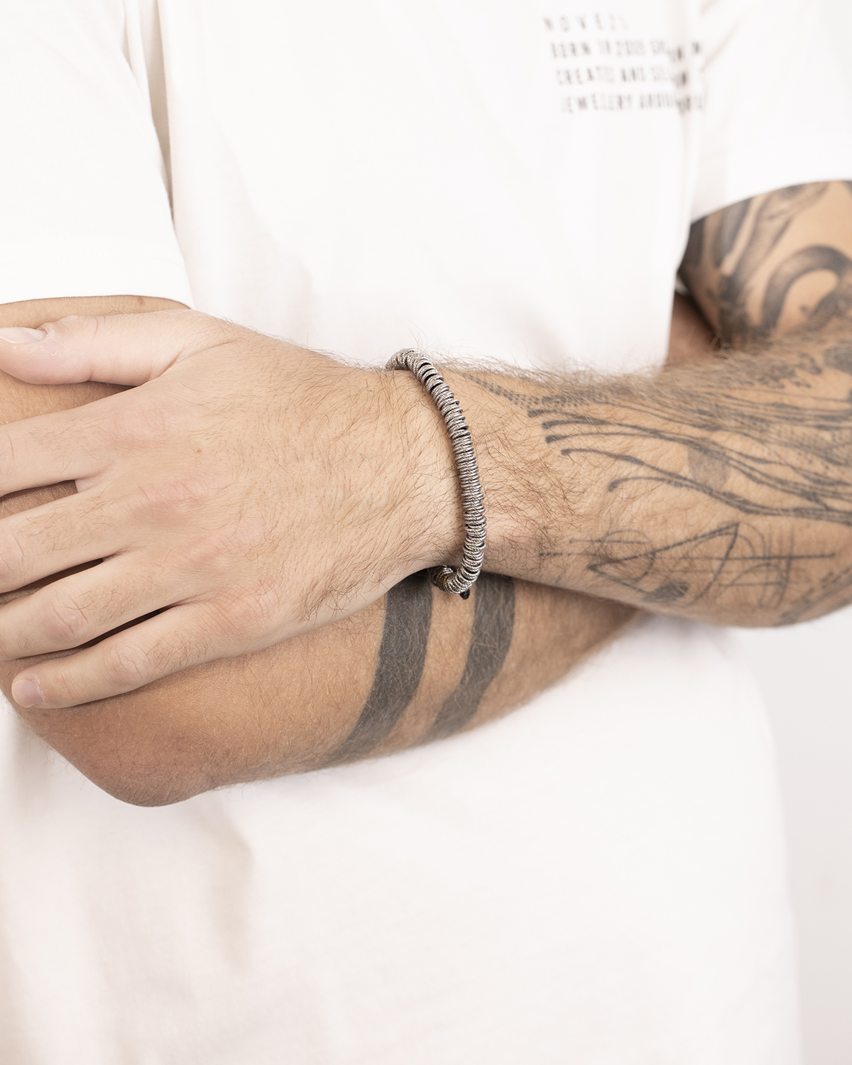 Bracciale in argento, corda magline torchon,  Nove25