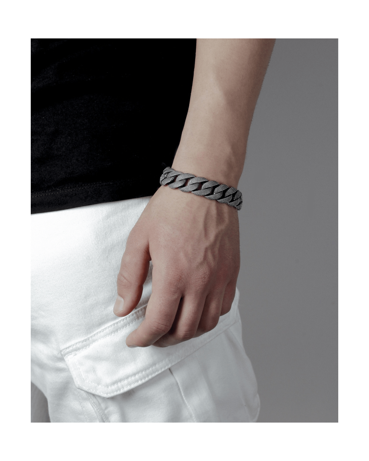 Bracelet en argent, petite gourmette à pois, Nove25