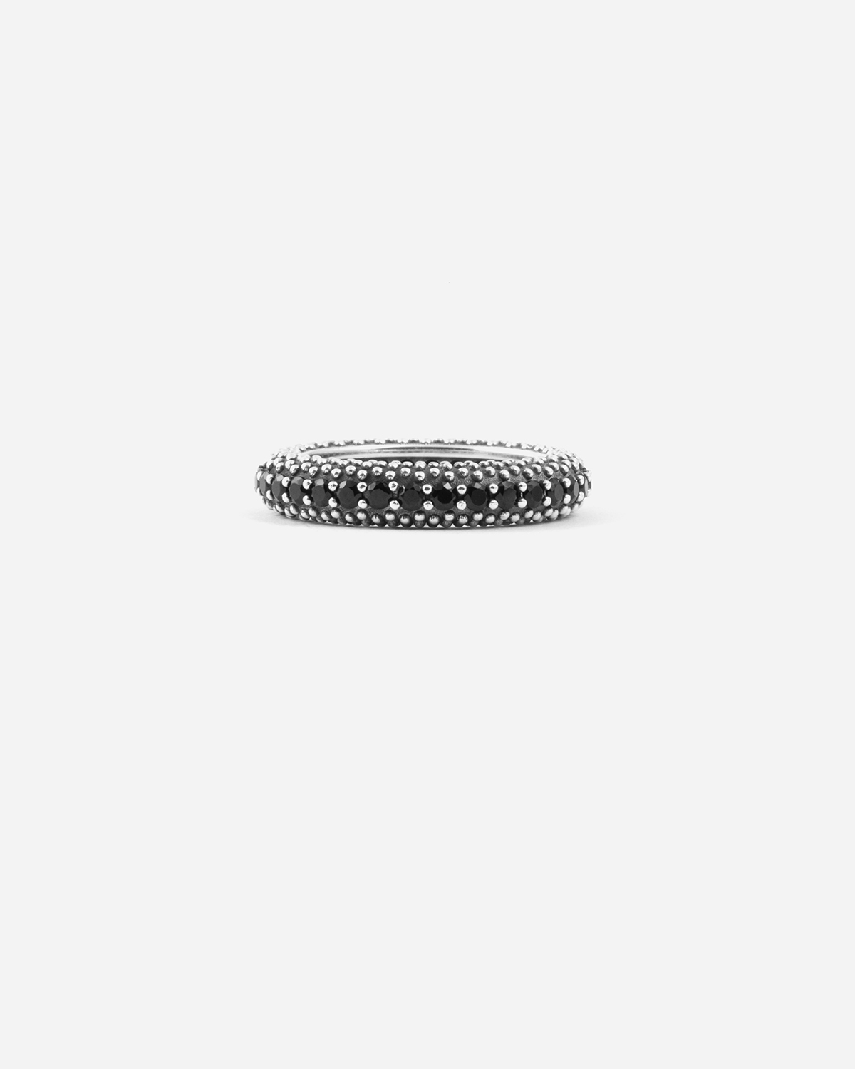 Bague en argent, bande h6 avec diamants noirs, Nove25