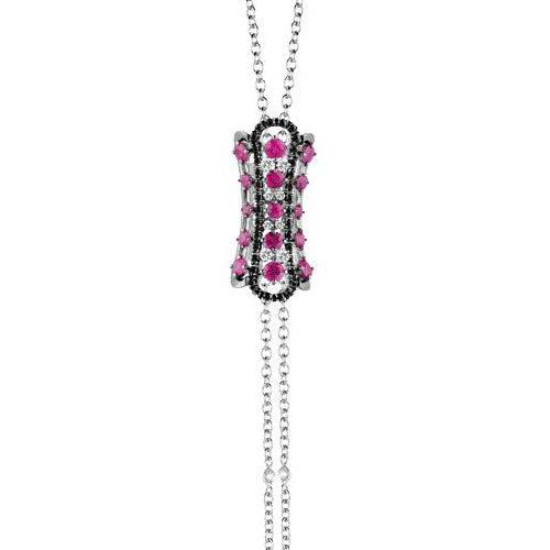 Collana oro bianco con rubini diamanti neri e bianchi Burlesque, Damiani