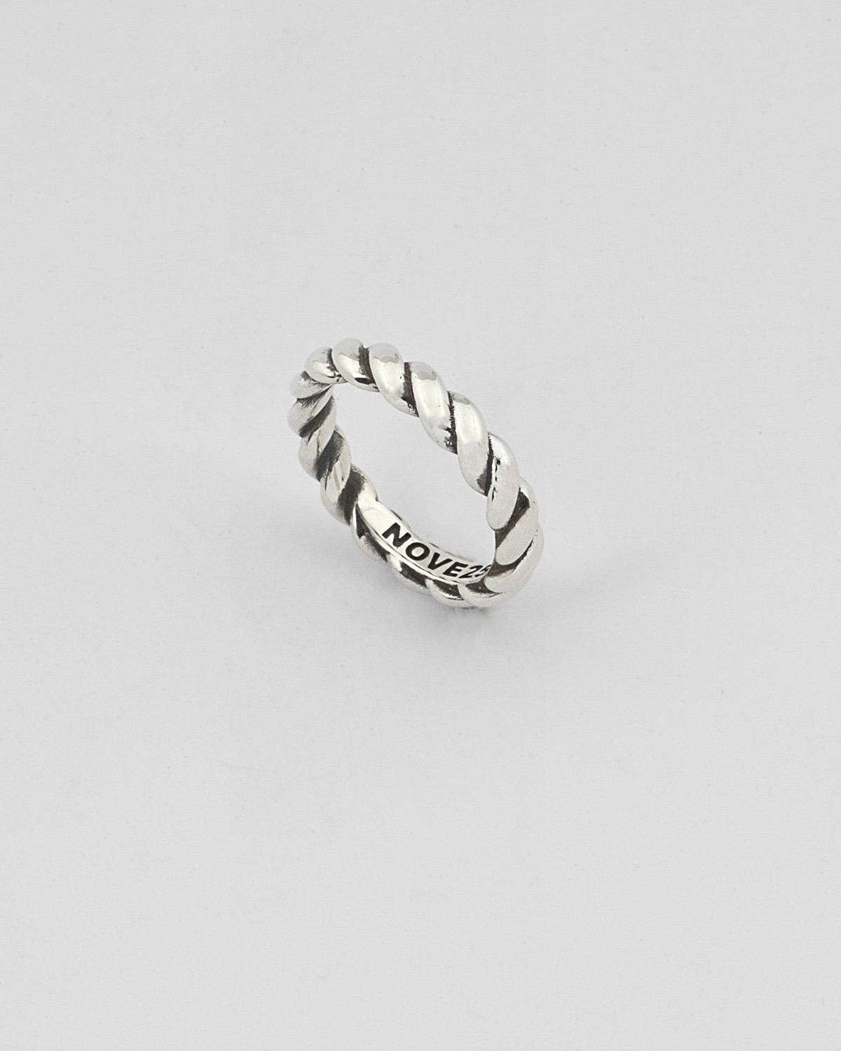 Bague en argent, bande en corde, Nove25