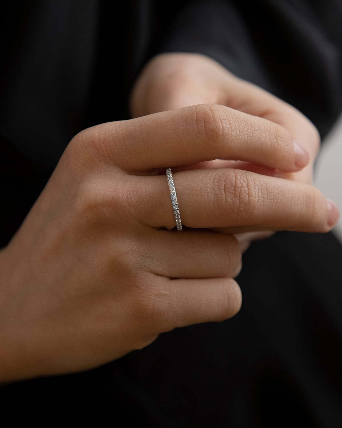 Bague en argent, alliance avec diamants, Nove25